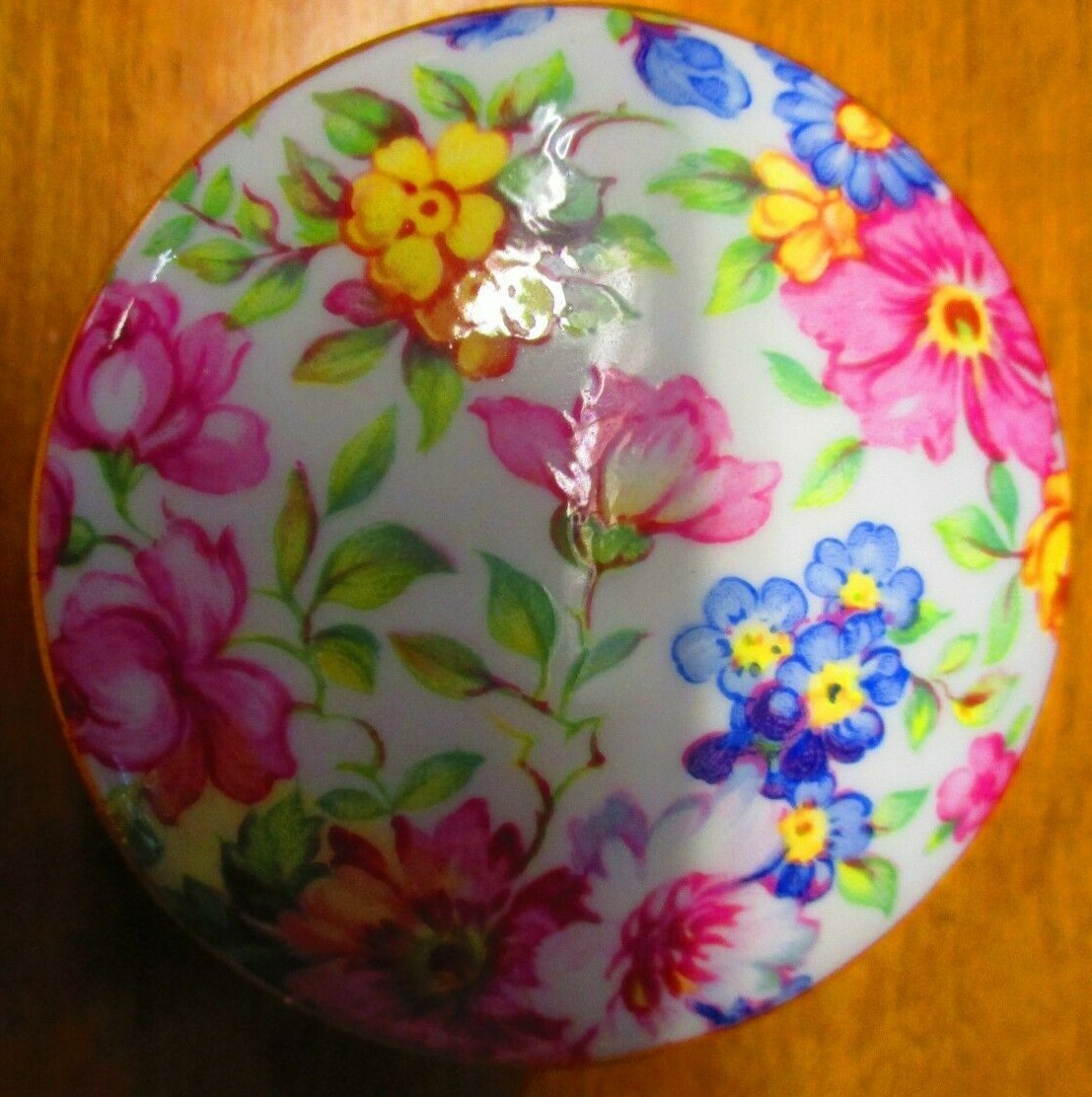 Round Floral Trinket Box, Excellent!