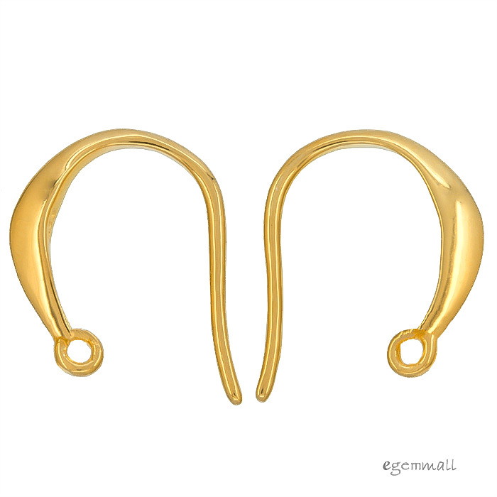 Fine 24kt Gold Plated Sterling Silver Convex French Fish Hook Ear Wire #51795