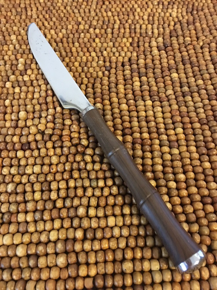 Cambridge Silver Stainless BAMBOO DARK Brown Plastic Handle DINNER KNIFE 9"