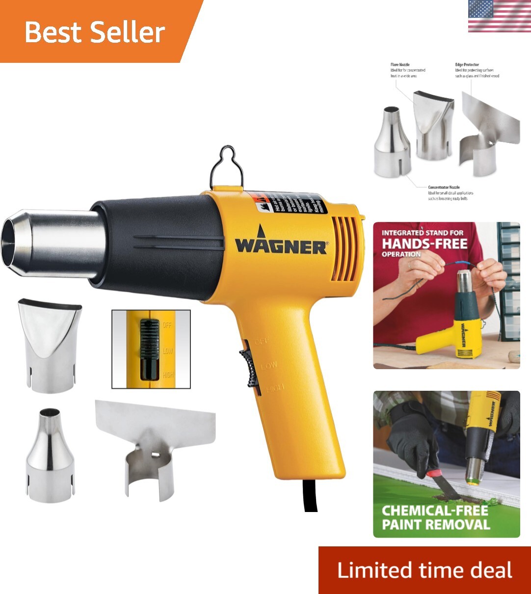 Lightweight HT1000 Heat Gun Kit: 750°F & 1000°F Settings for Easy DIY Projects