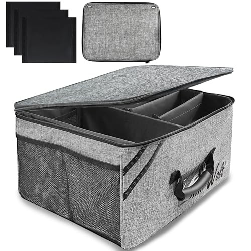 Car Trunk Organizer with Lid, Collapsible Multi Compartment SUV Organizer Gray