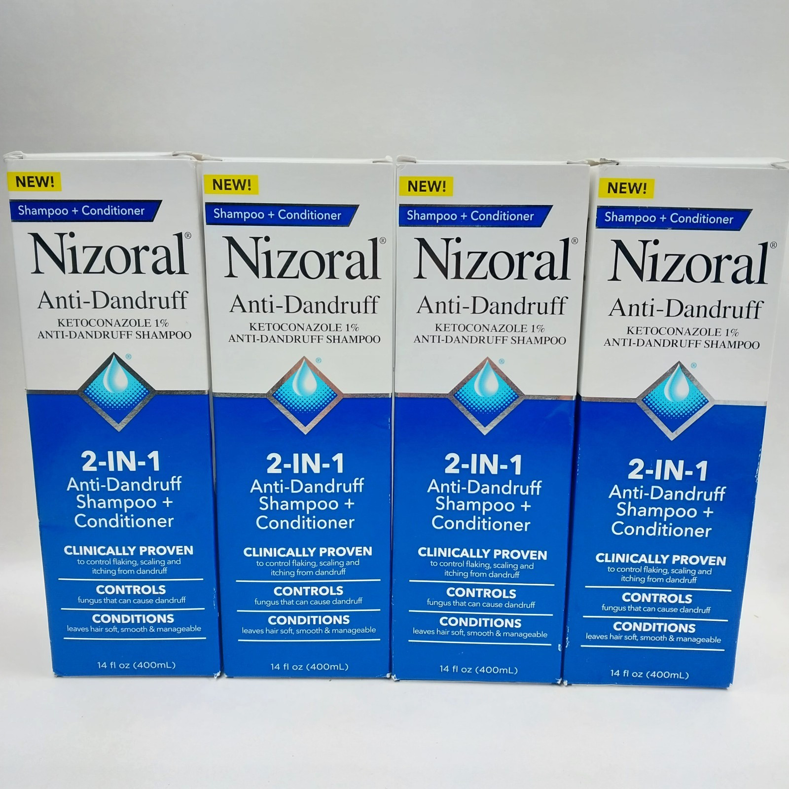 4x Nizoral Anti-Dandruff 2-In-1 Shampoo & Conditioner 14oz Each EXP 02/2027+