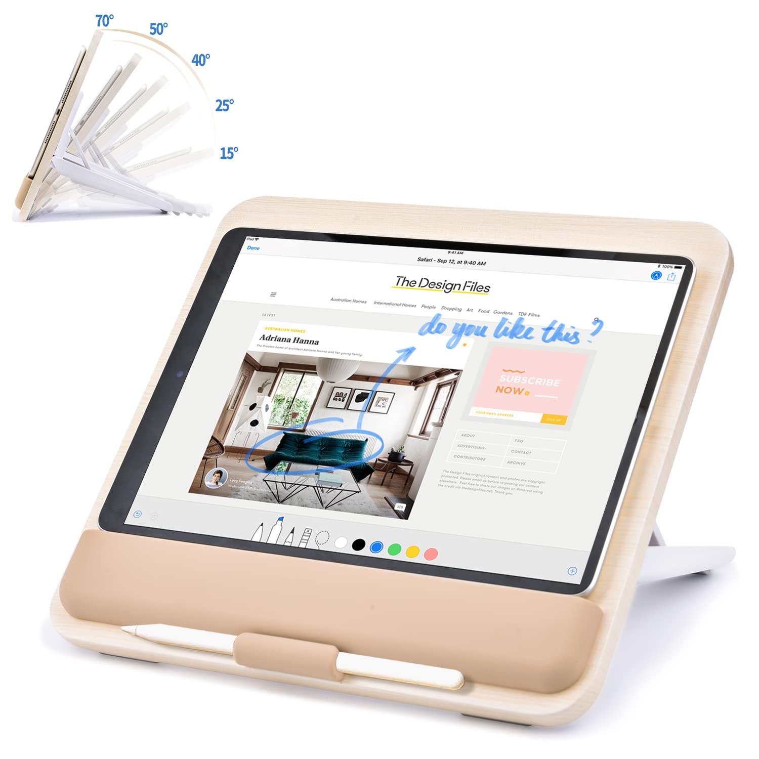 Wooden Tablet Stand for iPad Pro 12.9/11, Air, Mini, Fire HD, Samsung Galaxy ...