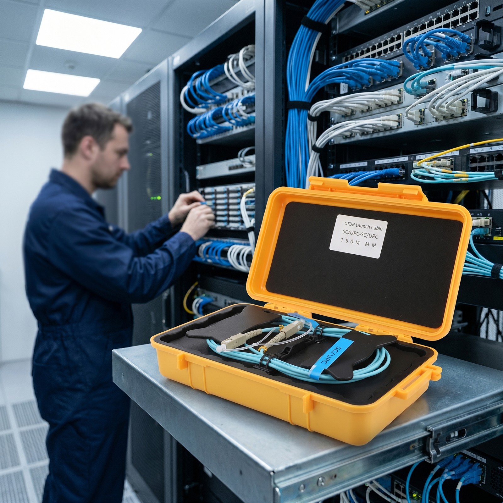 Fiber Optic Test Tool OTDR Launch Cable Boxs Multimode (OM2) LC/UPC-LC/UPC