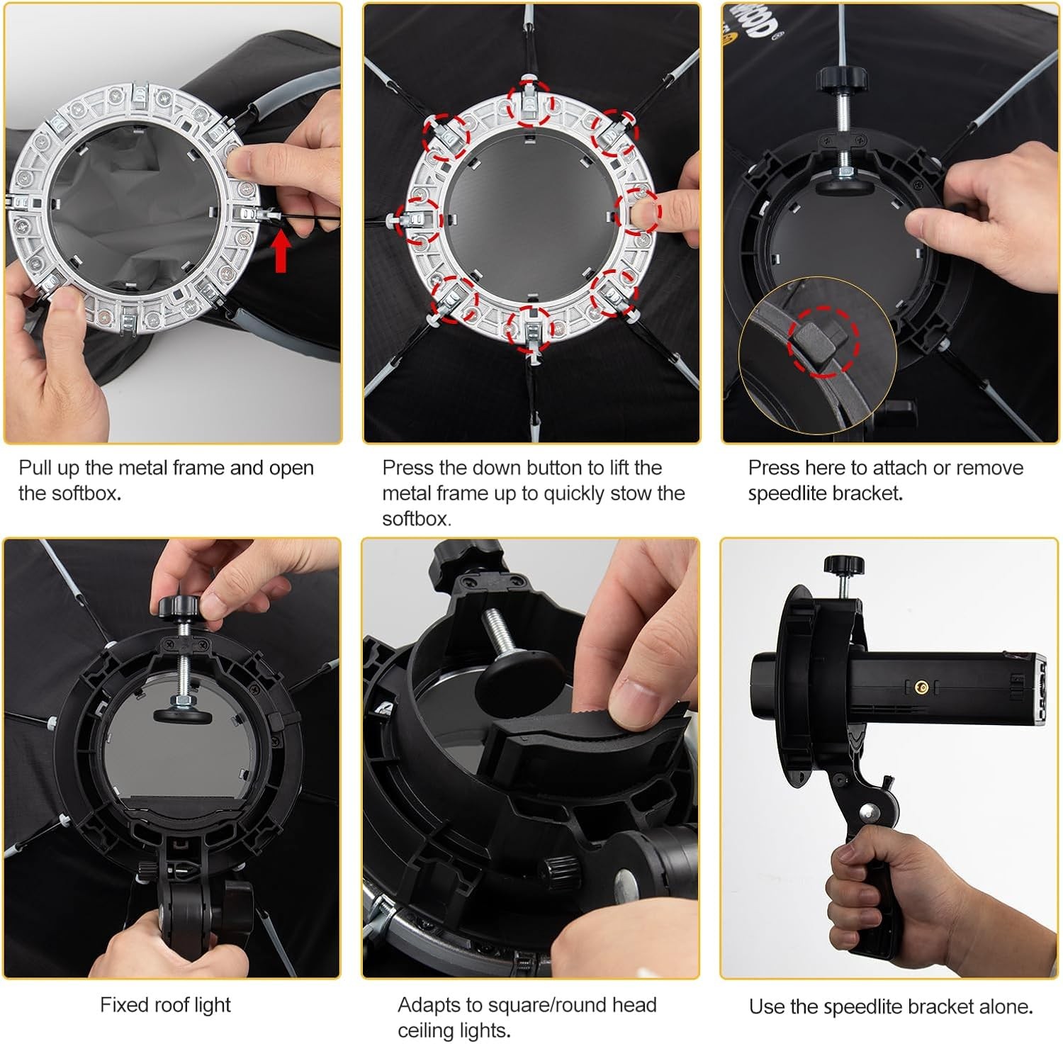 FS60 Softbox 60Cm Softboxes, Quick Release Foldable Softbox with Honeycomb Grid,