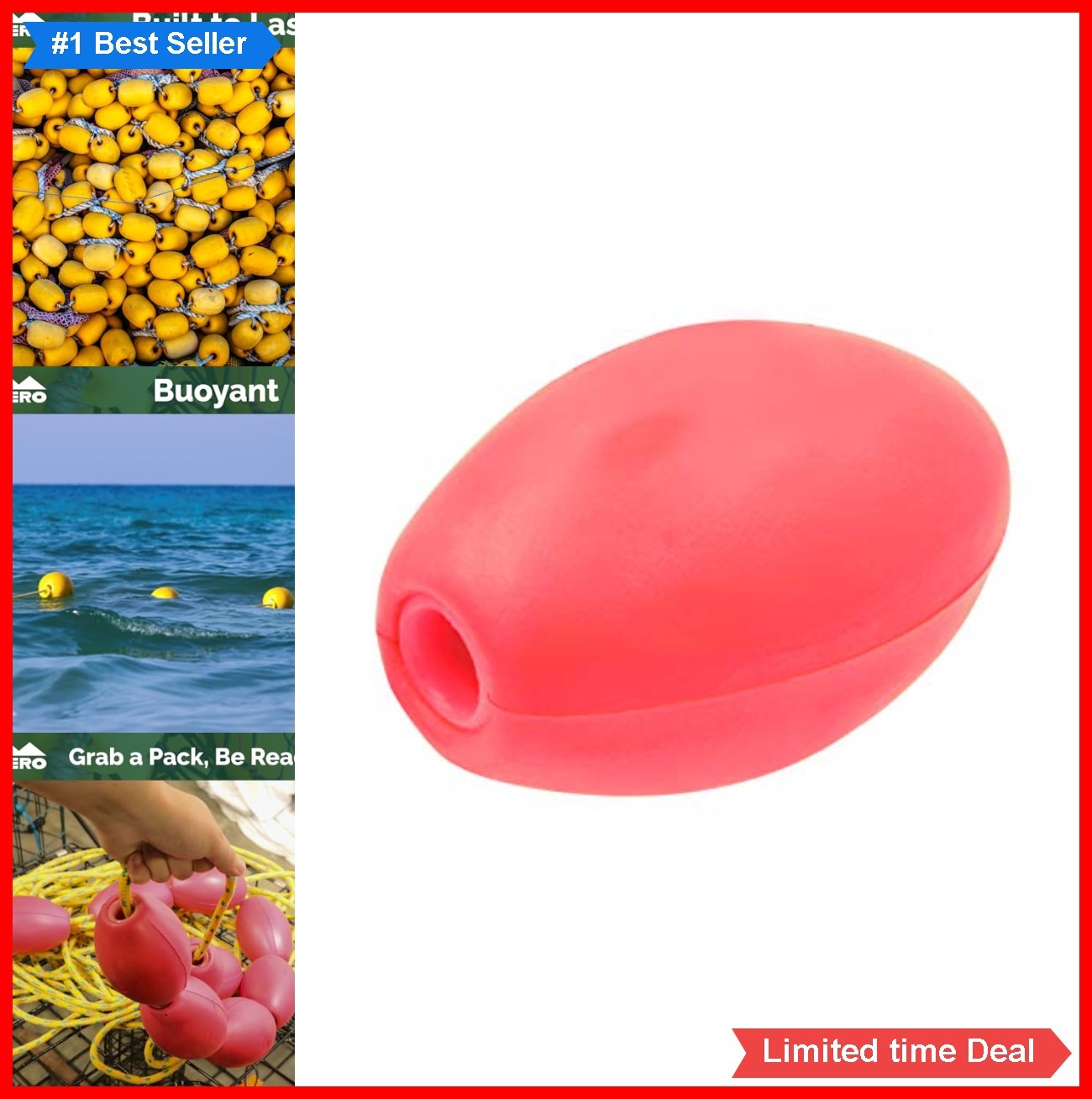 Mooring Buoy Float 3x6 Inch Red Plastic Highly Visible Boat Docking Anchor