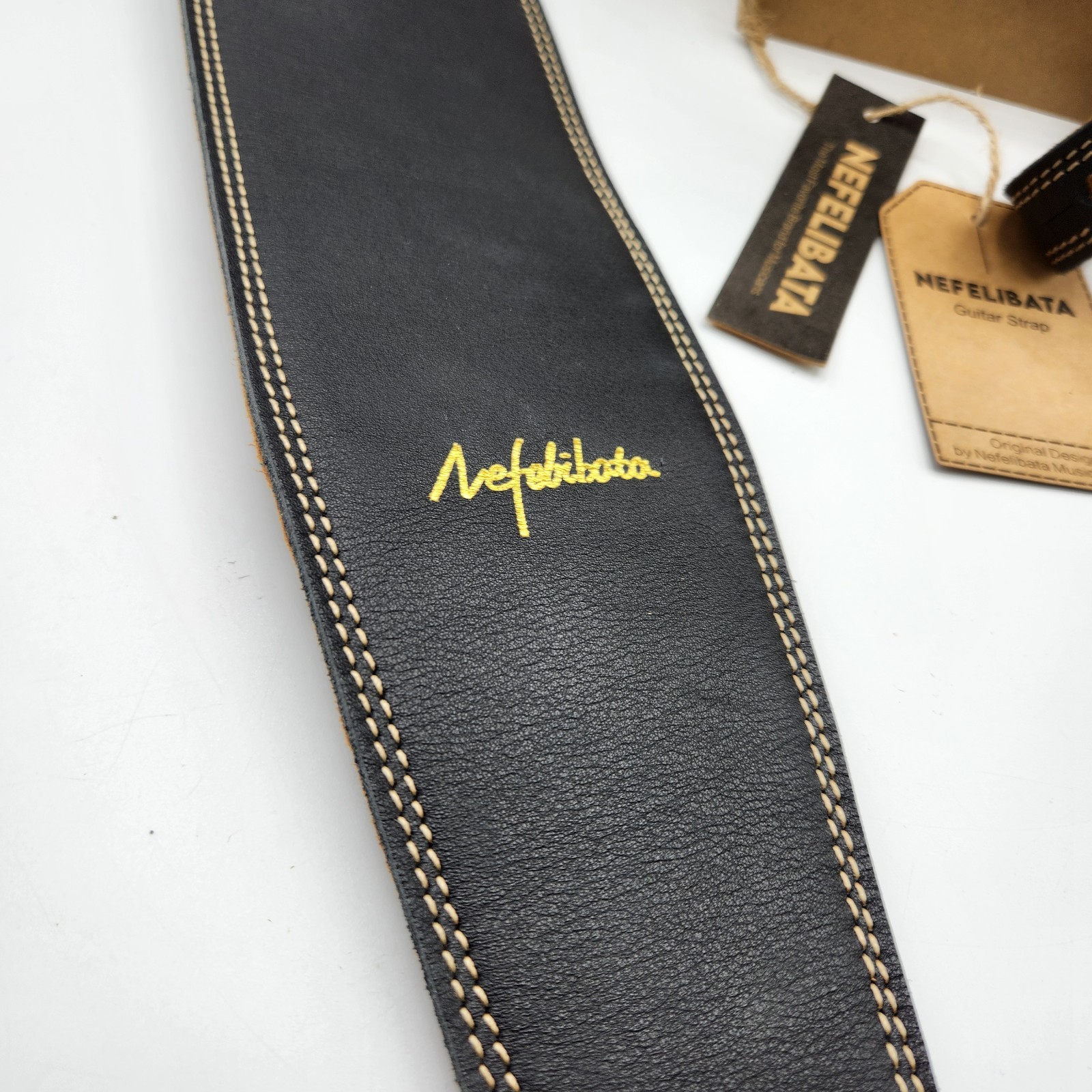 Nefelibata Guitar Strap, 3.75" Wide Black NIB