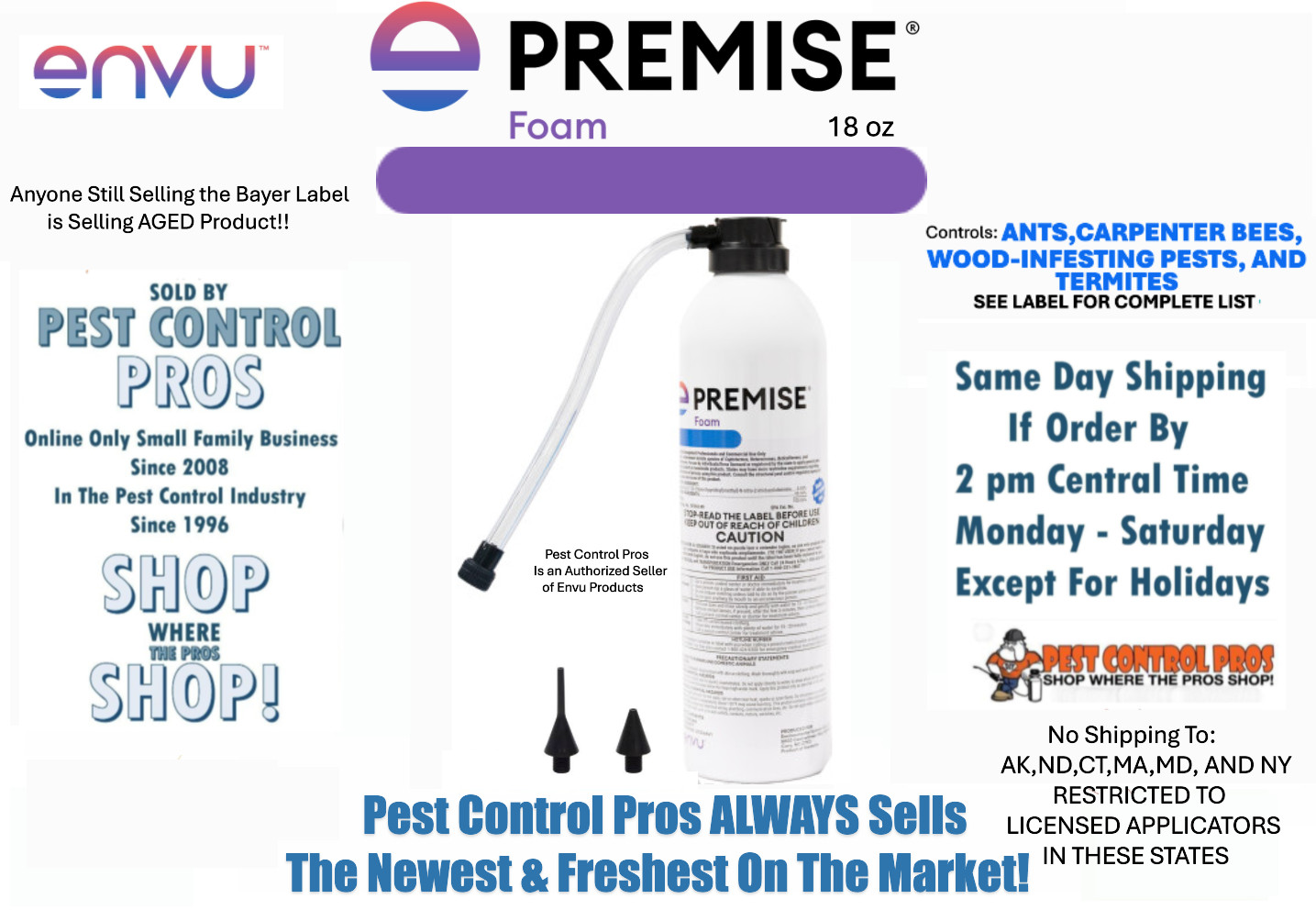 18 oz Premise Foam Termite Carpenter Ant CONTROL Insectide Termiticide NoShip NY