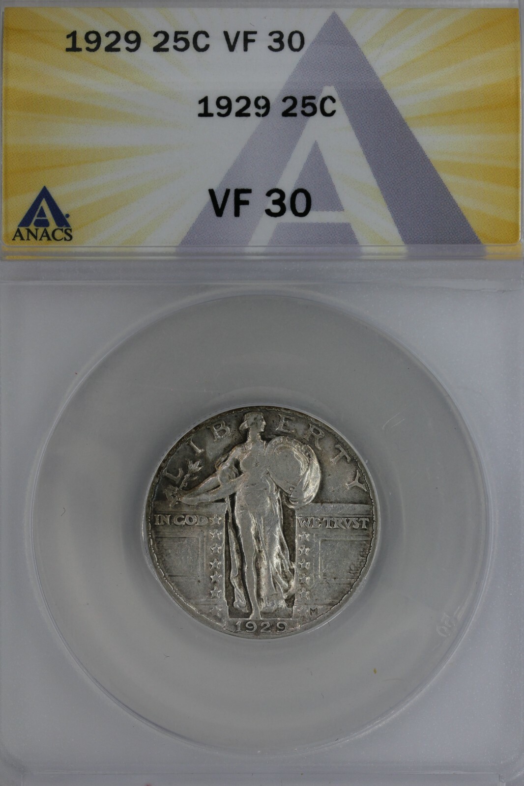 1929  .25   ANACS   VF 30   Standing Liberty Quarter, Liberty 25 Cents