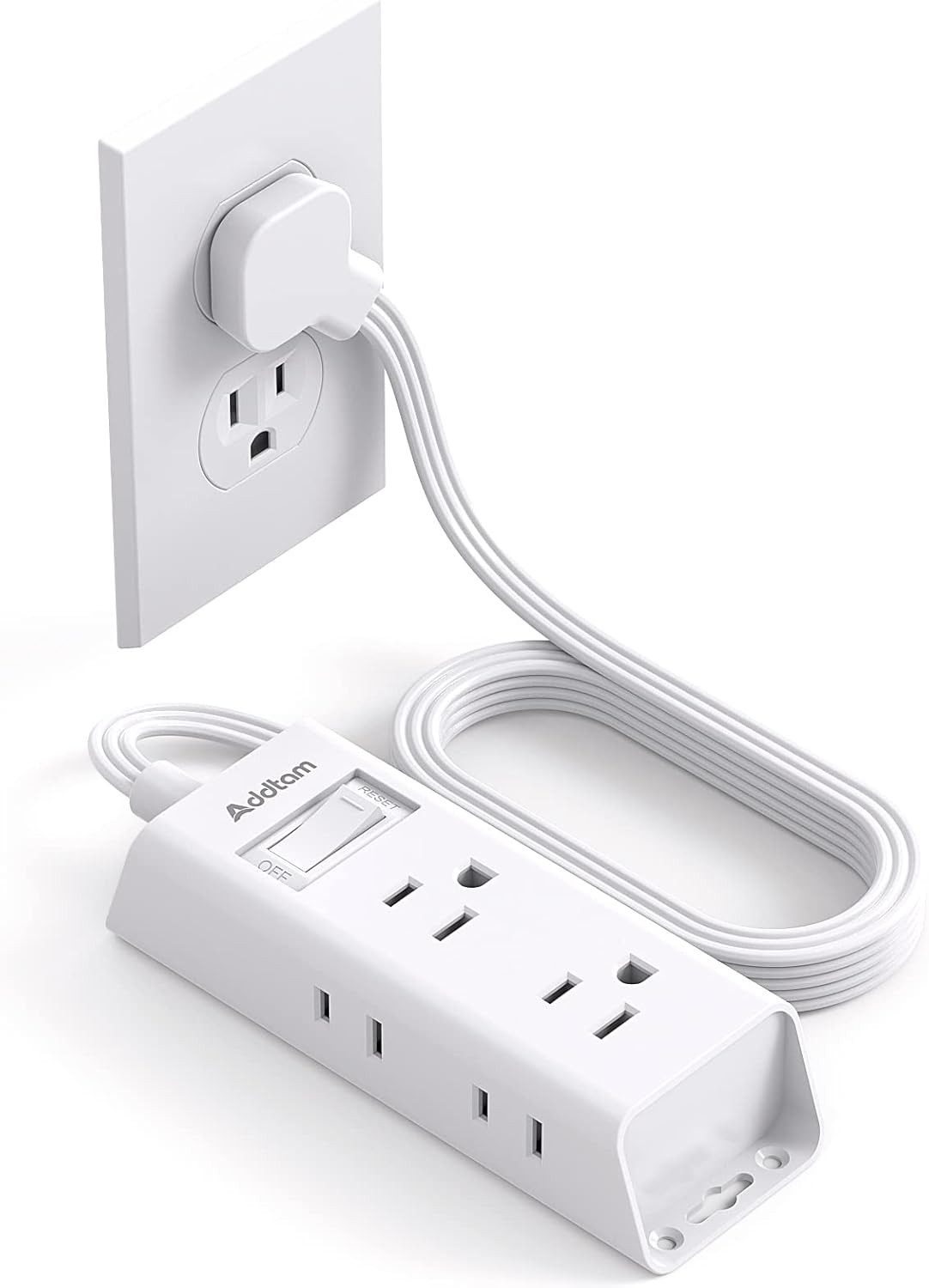 Cruise Essentials - Flat Plug Power Strip,  5 Ft Ultra Flat Extension Cord with