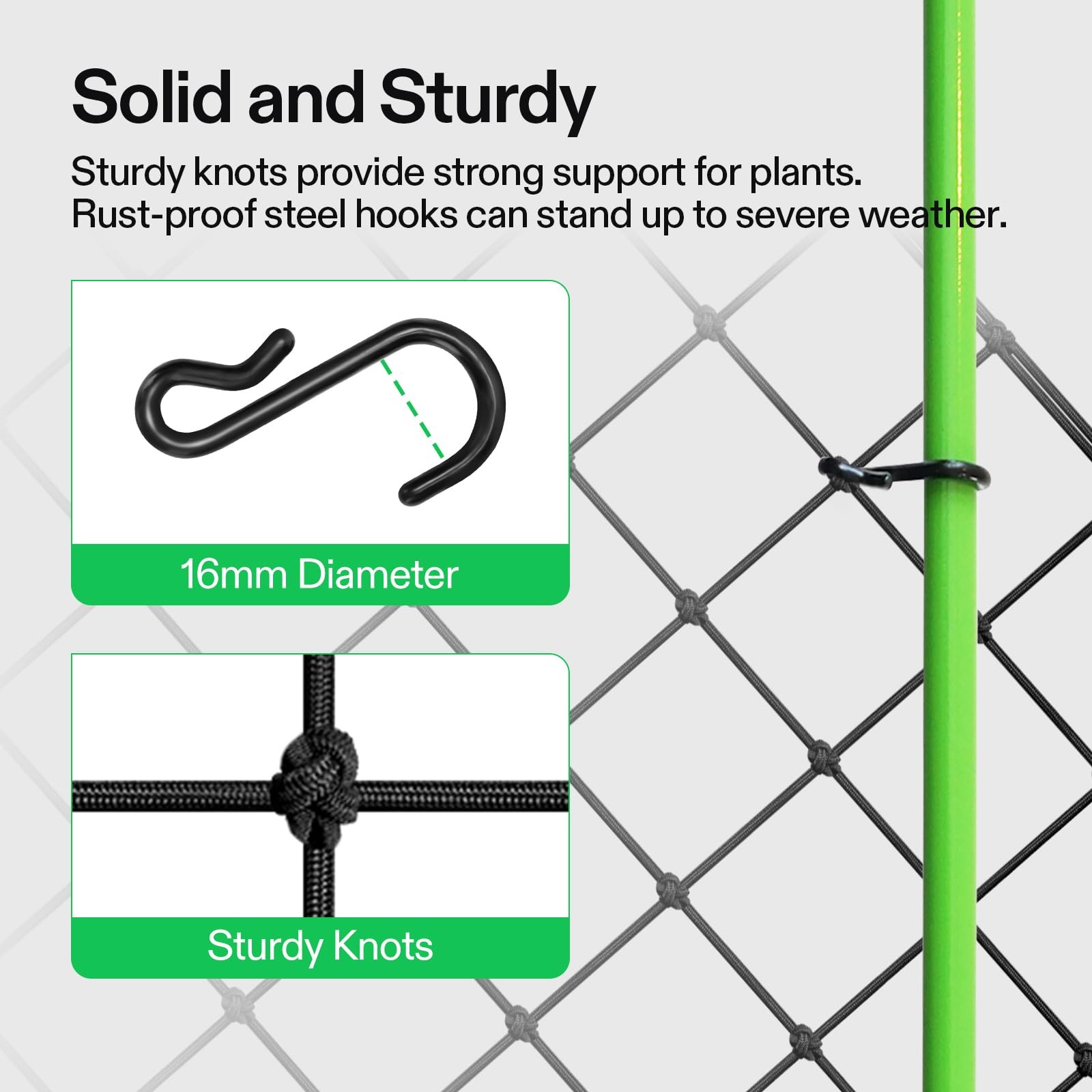 VIVOSUN 2 x 2Ft. Elastic Trellis Netting 2x2ft stretched size-3mm d, Black