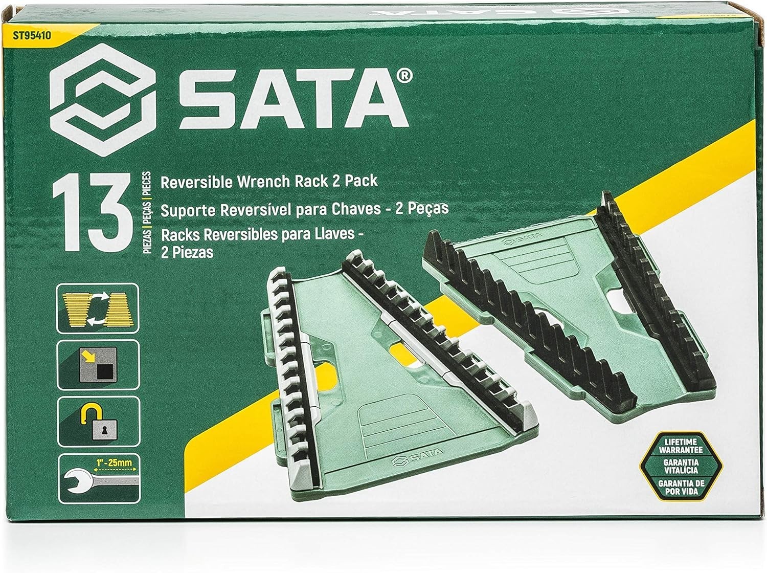 Space-Efficient Reversible Wrench Rack - 2 Pack with Self-Aligning Access