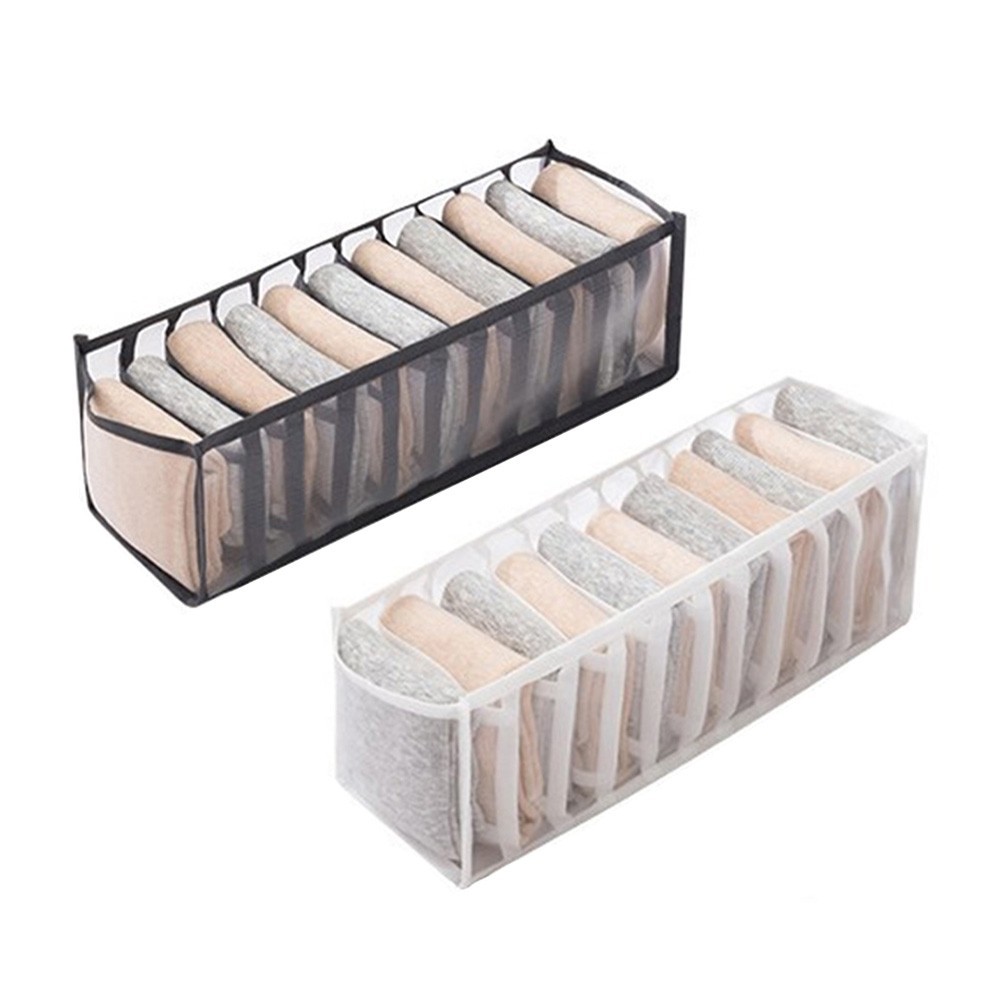 Breathable Mesh Storage Box Foldable with 11 Compartments for Socks Underwear