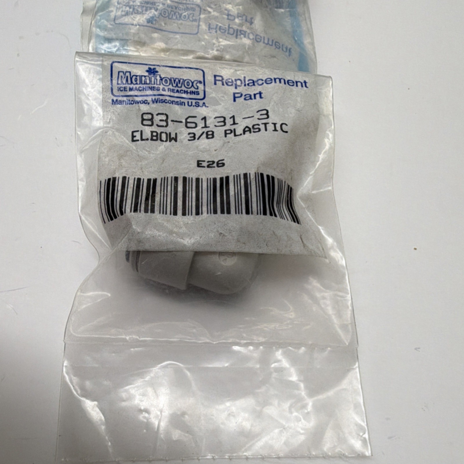 Manitowoc Elbow Component 83-6131-3 Plastic Replacement Part MPN 83-6131-3