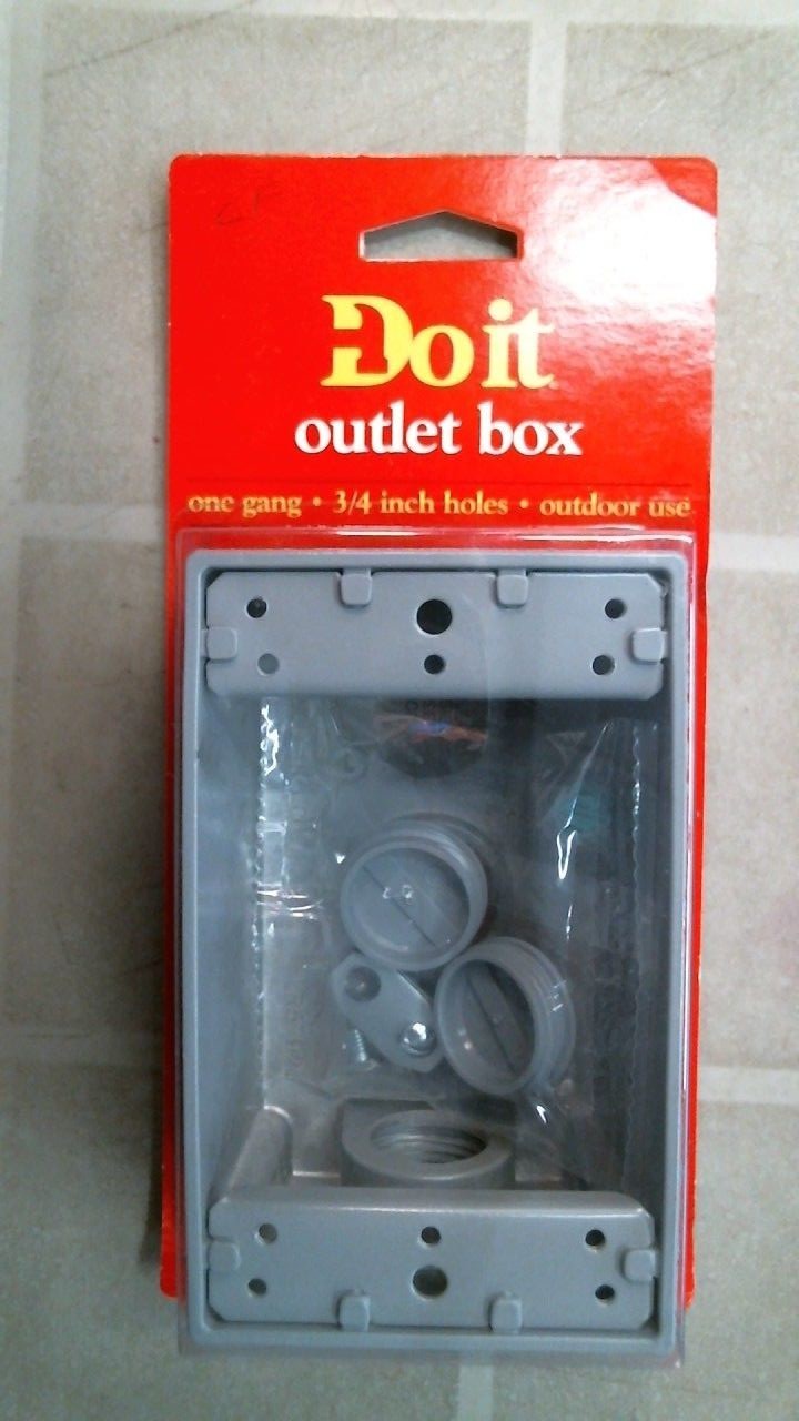 DoitBest 502472 Outlet Box, One Gang, 3/4" Holes, Gray, Outdoor Use, FREE SHIP
