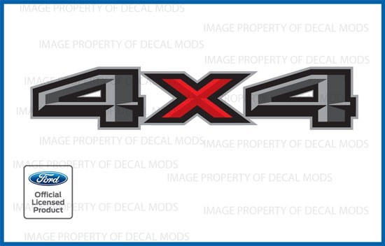 Set of 2: Ford F150 4x4 Decals Stickers red gray bed black side graphics FH1A6