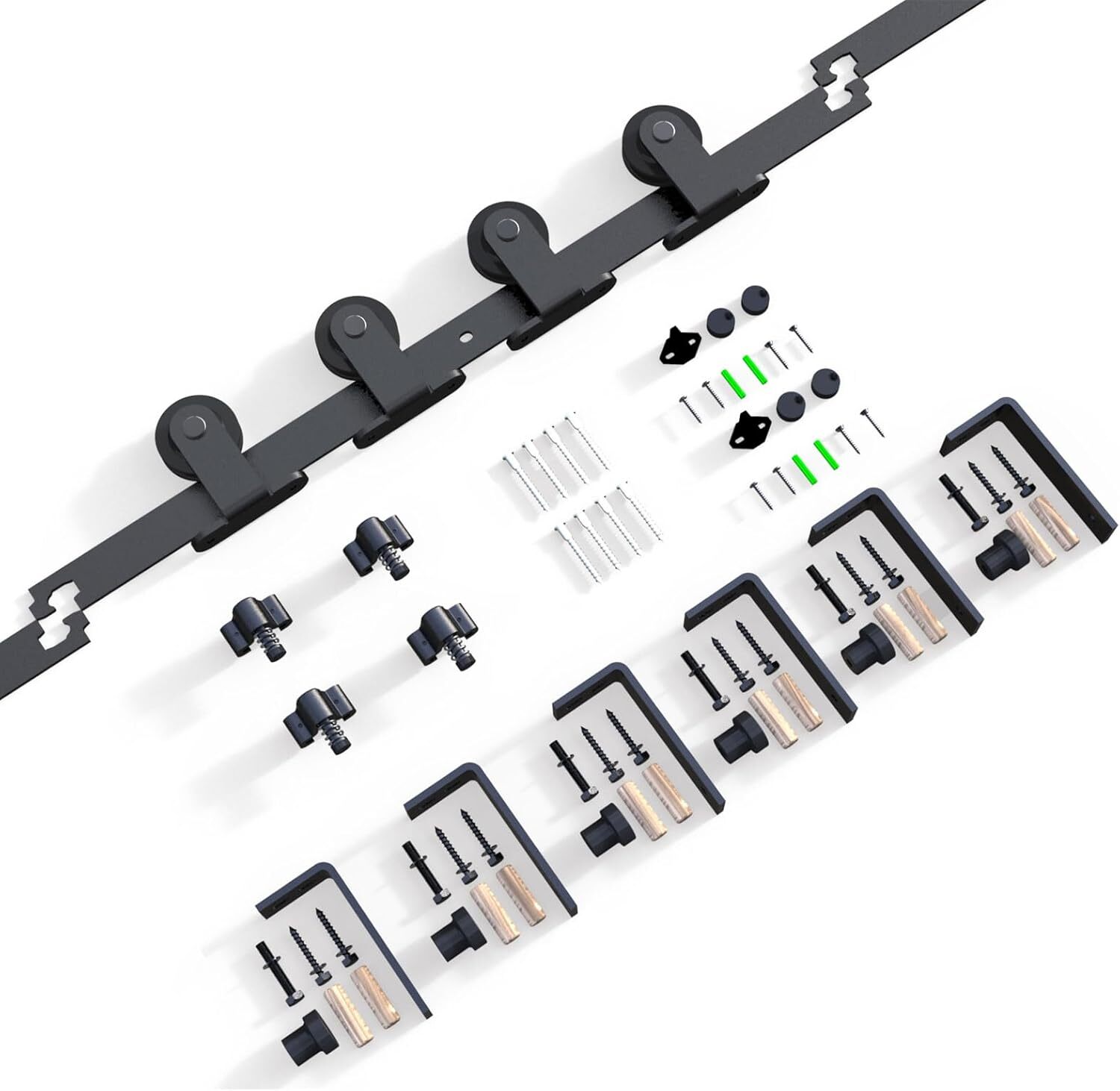 12FT Ceiling Mount Bracket Sliding Barn Door Hardware Kit ,T-shaped Double Door