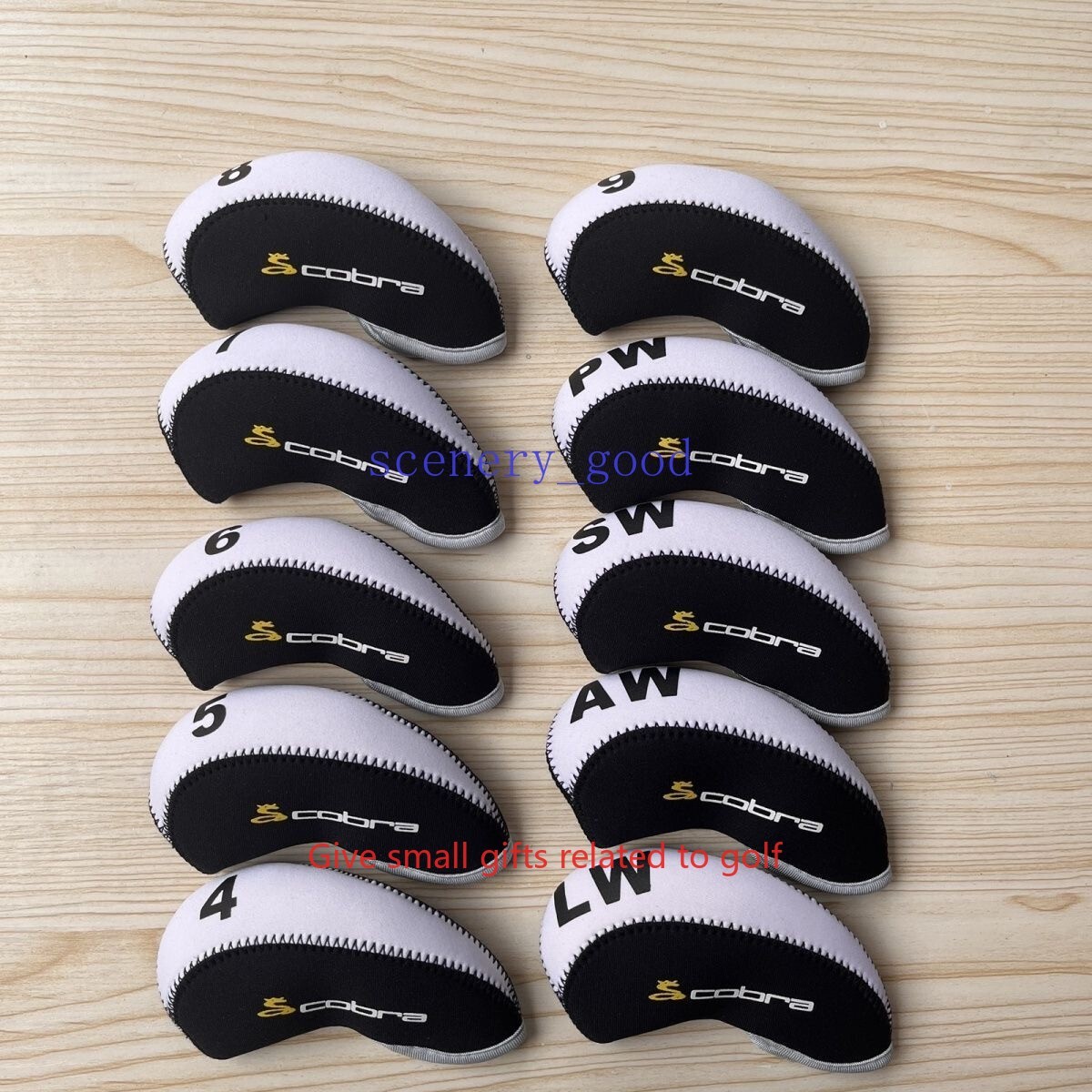 “10PCS” Golf Iron Headcovers for Cobra KING Club Head Covers Caps 4-LW white-