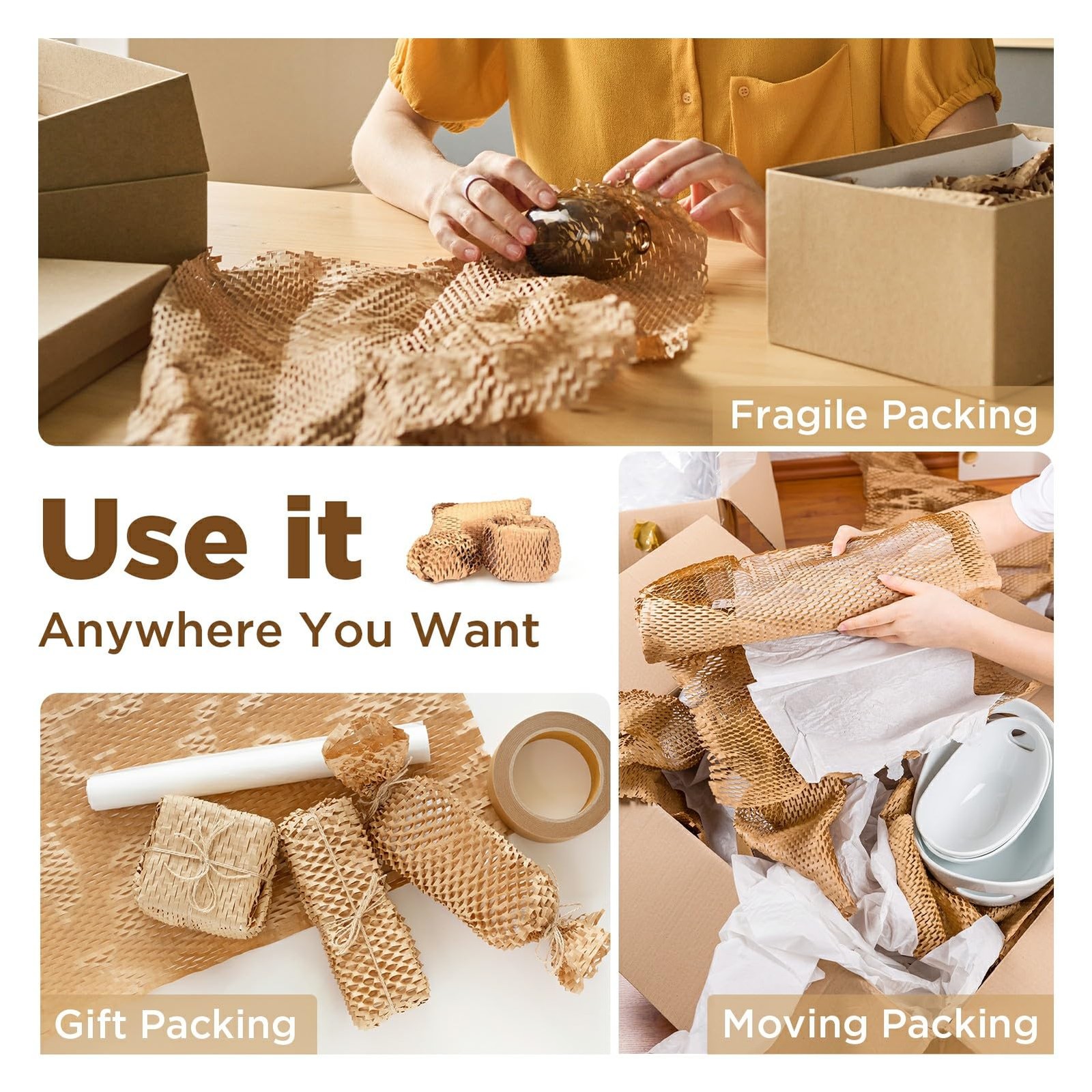 Honeycomb Packing , 12"x150' Brown | Perforated Honeycomb Packing Recyclable ...