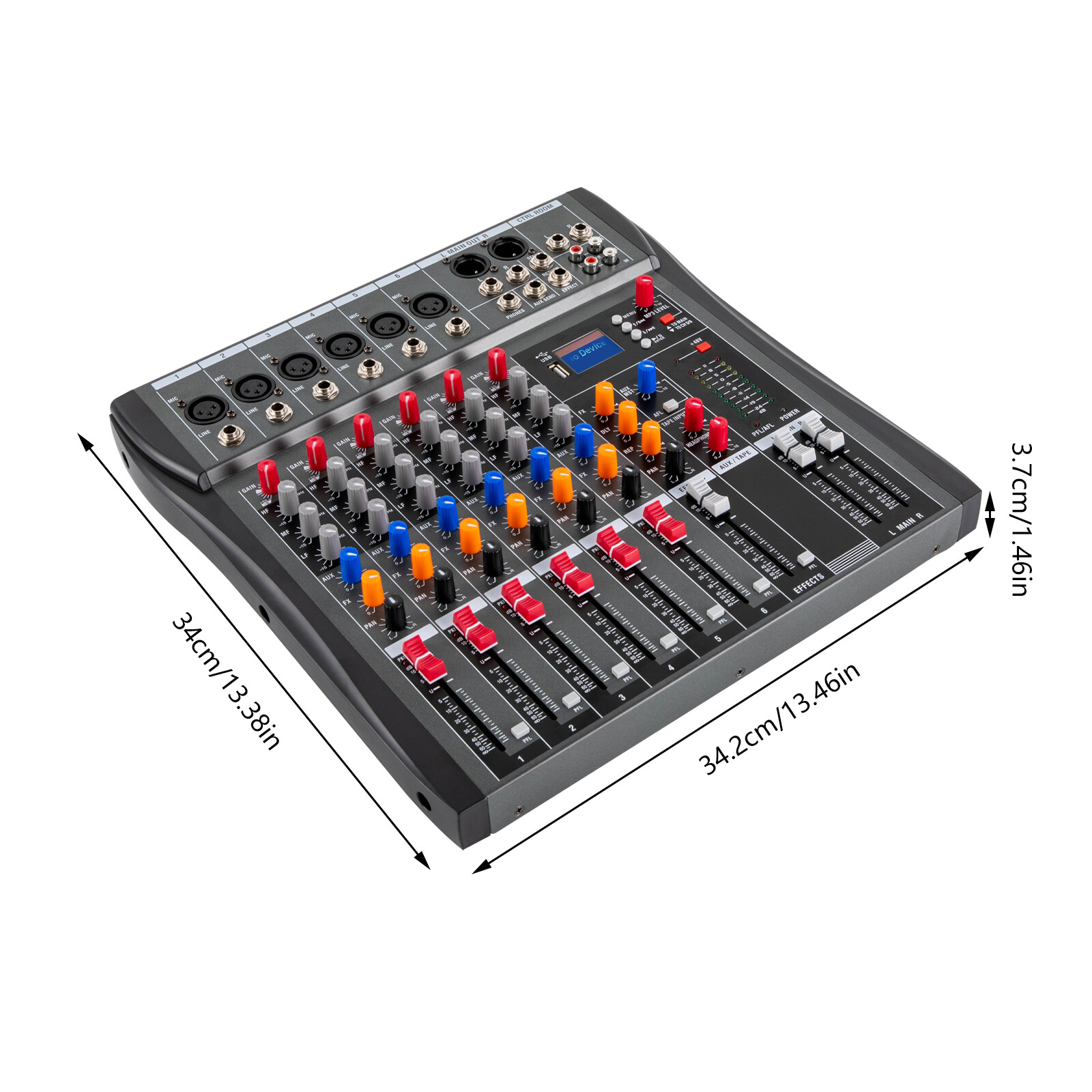 Professional Digital 6Channel Bluetooth Live Studio Audio Mixer Power Mixing USB