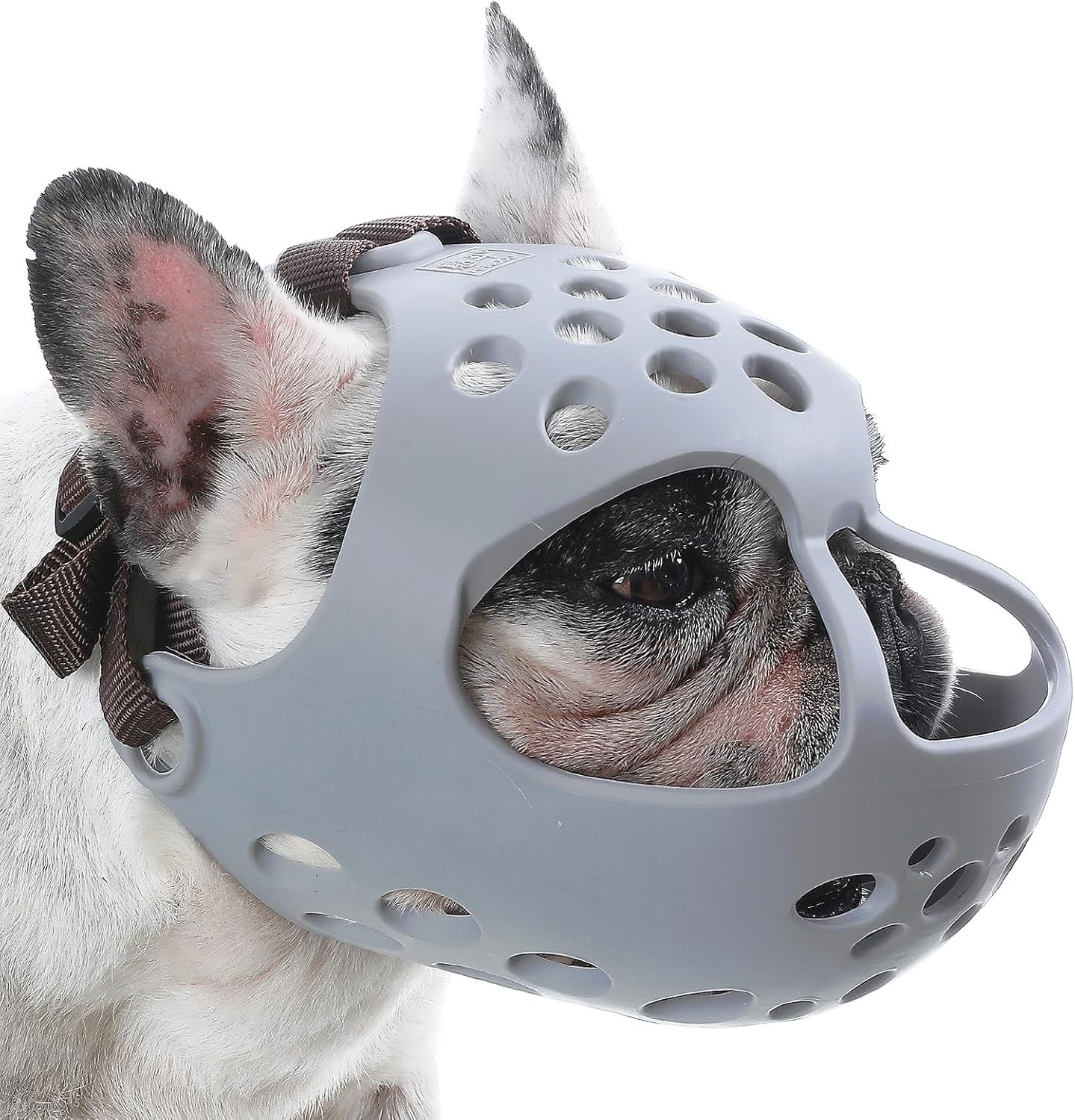 BARKLESS Short Snout Dog Muzzle, Soft M（Head 15-16½）, Gray