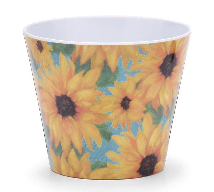 burton+BURTON Sunflower Dreams Melamine Pot Cover, 4-Inch, Yellow, Blue