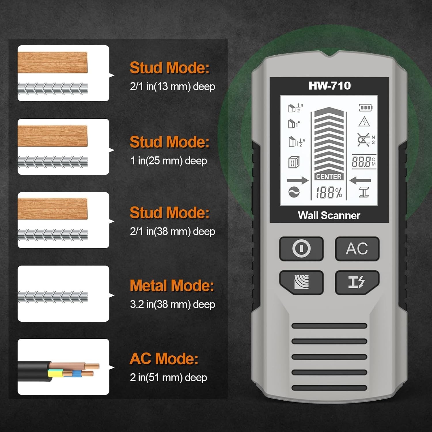 Wall Stud Finder Scanner 5 in 1 Stud Detector Stud Sensor Beam Finders for Wa...