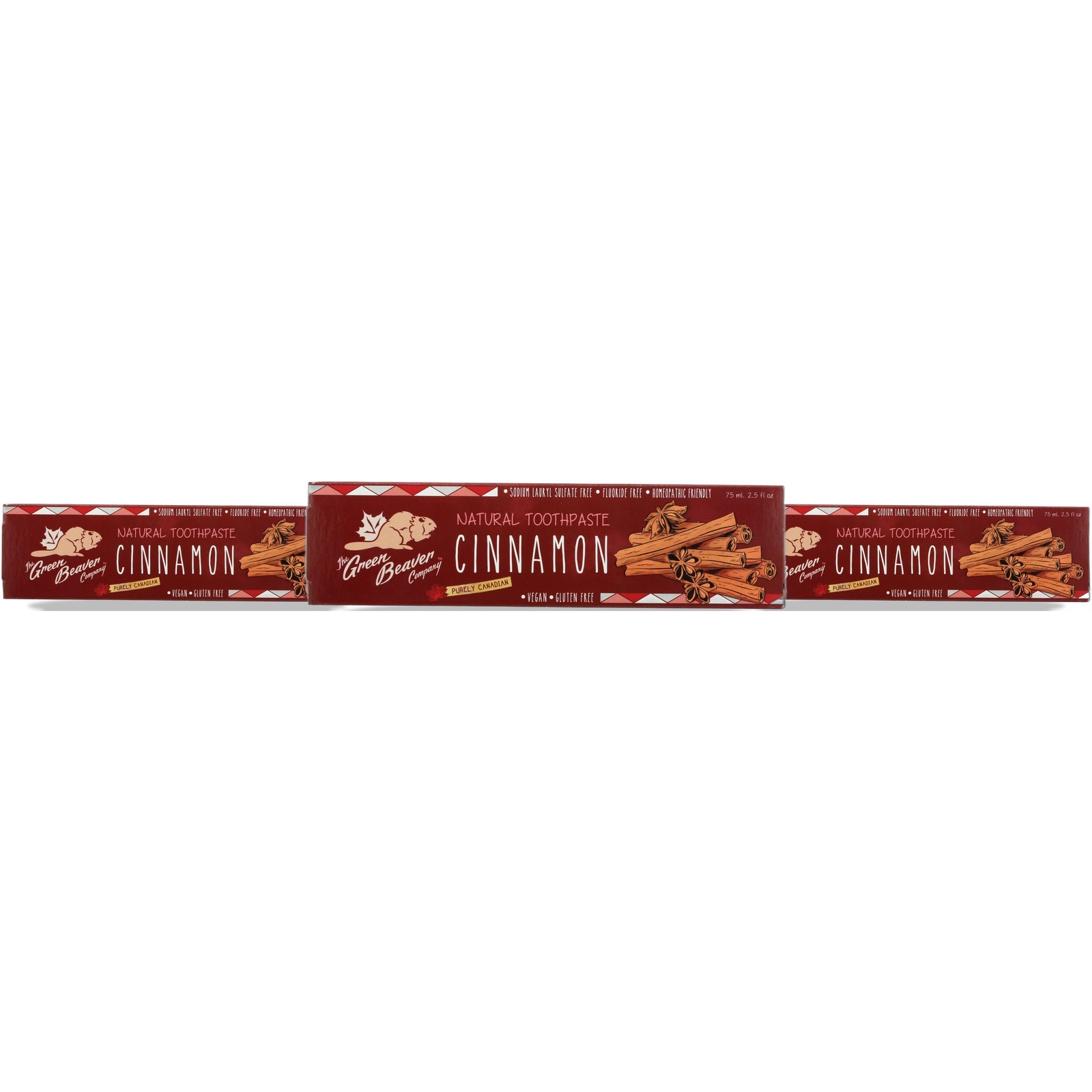 The Green Beaver Natural Toothpaste Cinnamon 2.5 Oz 3 Pack