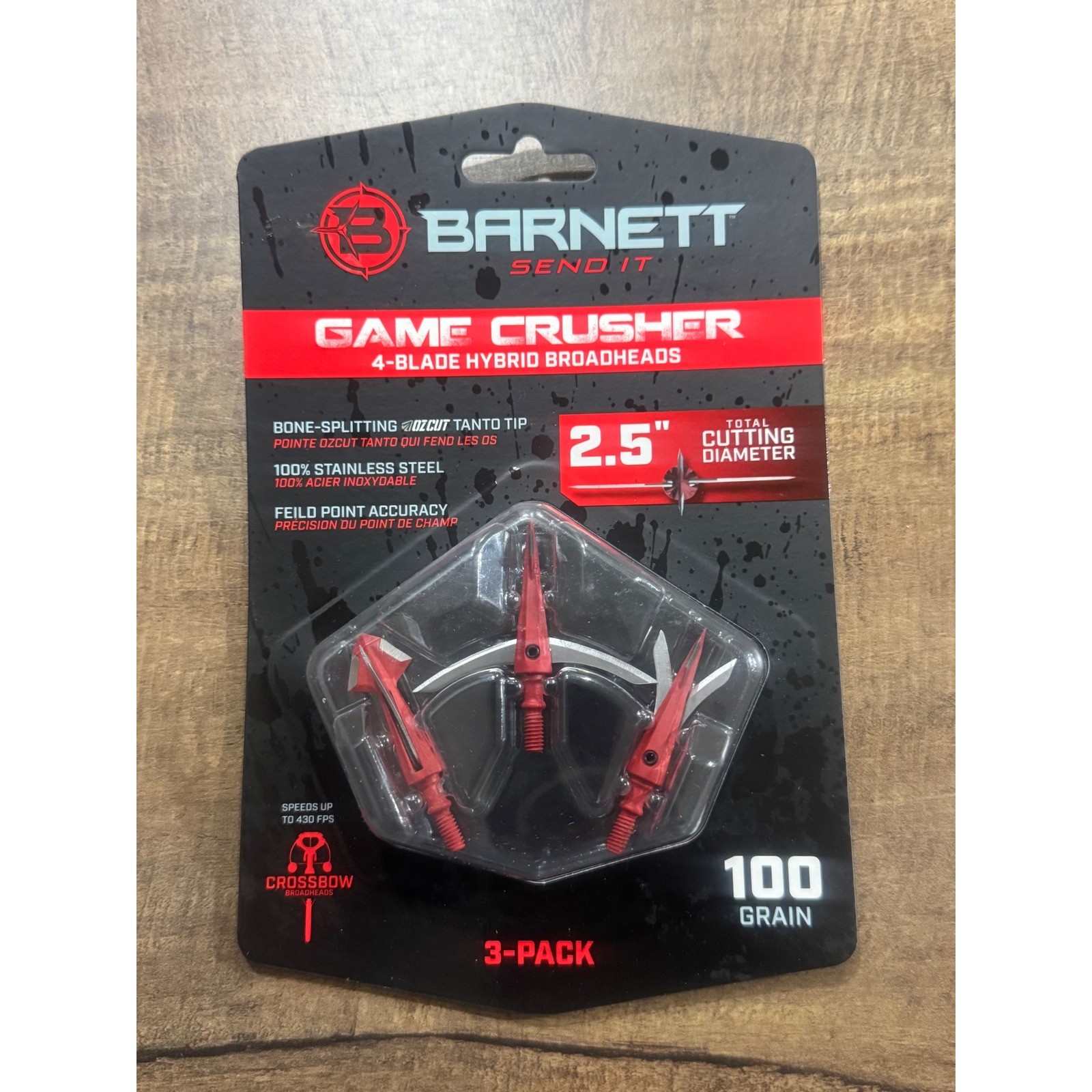 Barnett Gamecrusher 4 Blade Hybrid Crossbow 2.5" Broadheads 100 gr Bow Hunting
