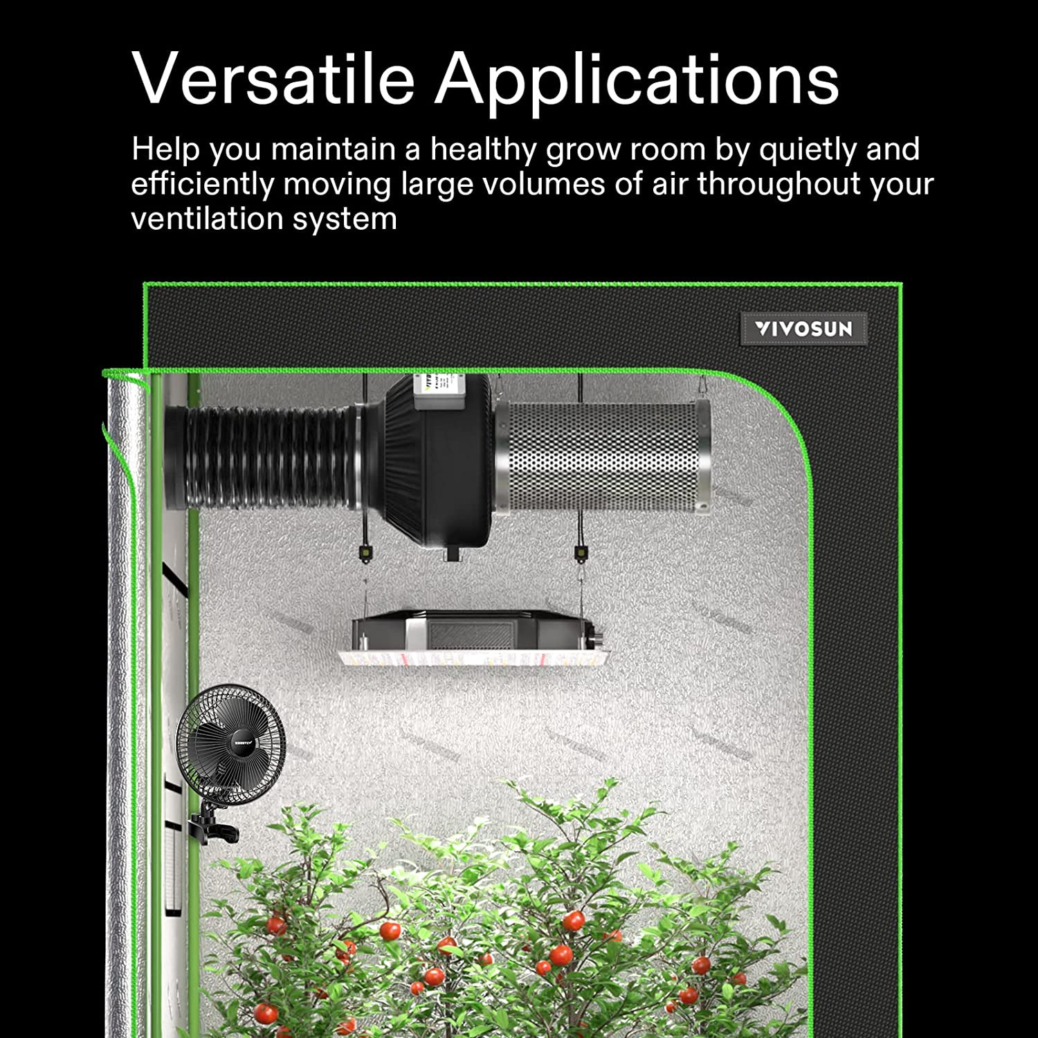 Air Carbon Filter Smellines Control For Inline Duct Fan Grow Tent Silver NEW