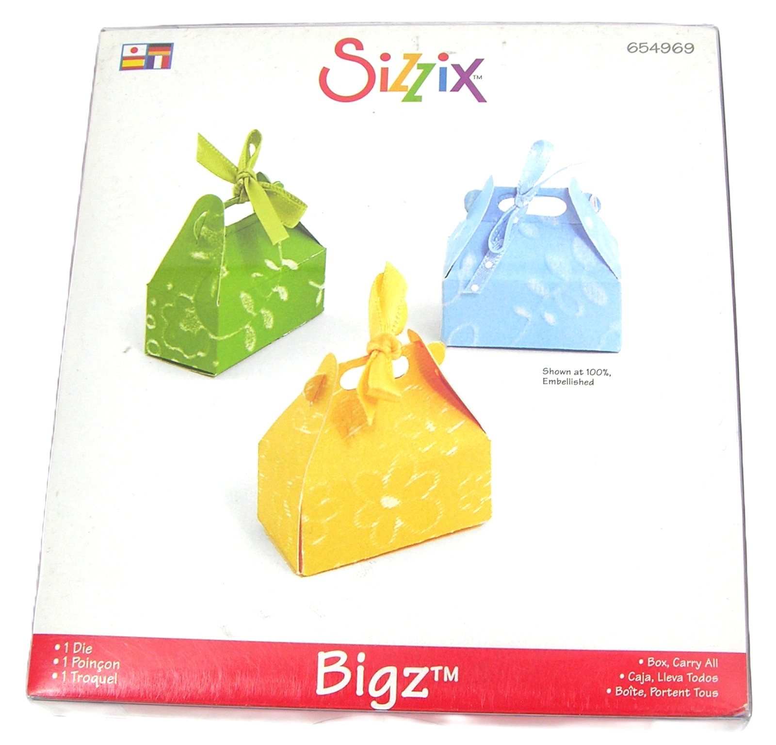 NEW Sizzix Bigz BOX CARRY ALL Sizzix Cutting Die 654969 Party Favors Die Cuts