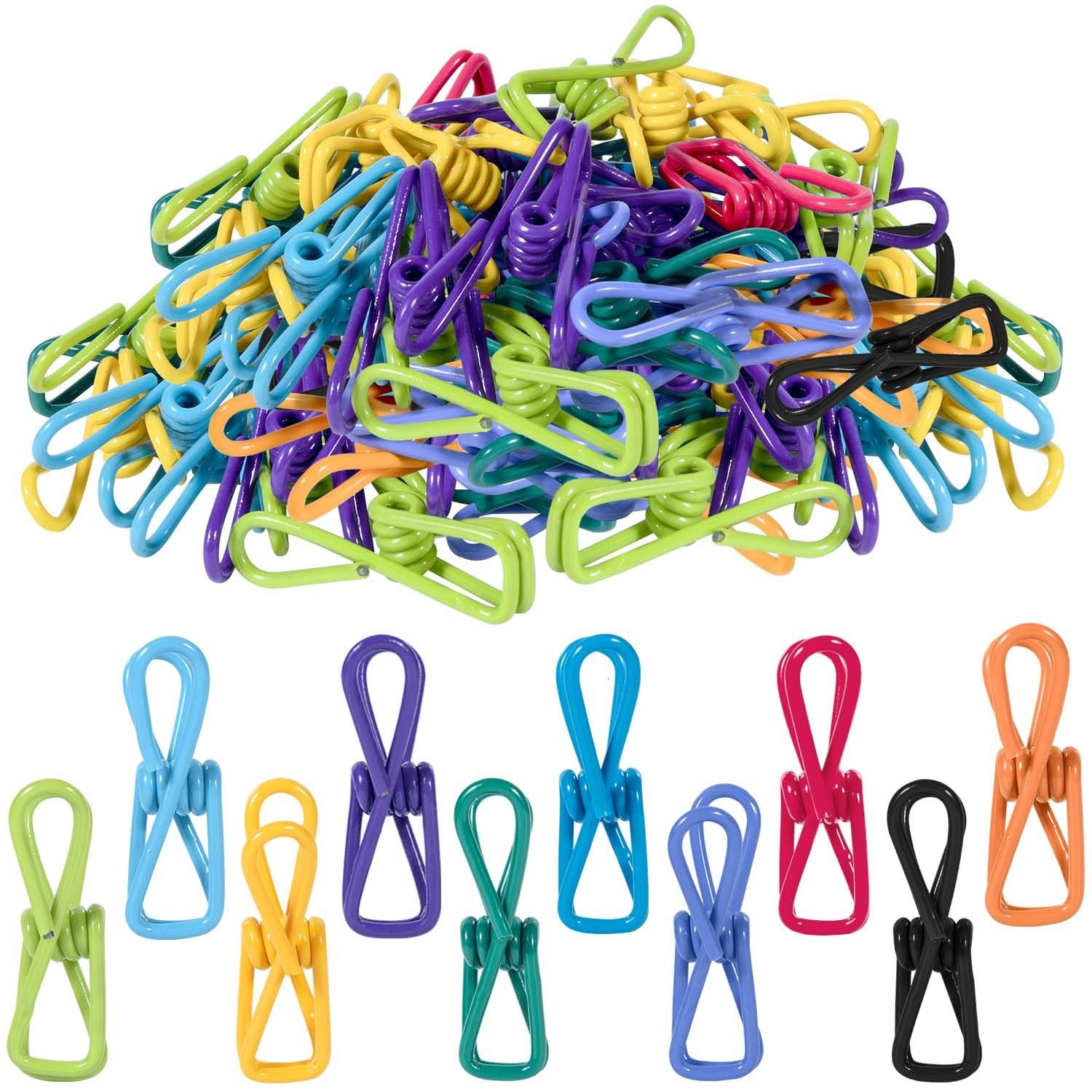 50 Pcs Random Colors Chip Clips Clothespins for Food Package PVC Coating Bag ...