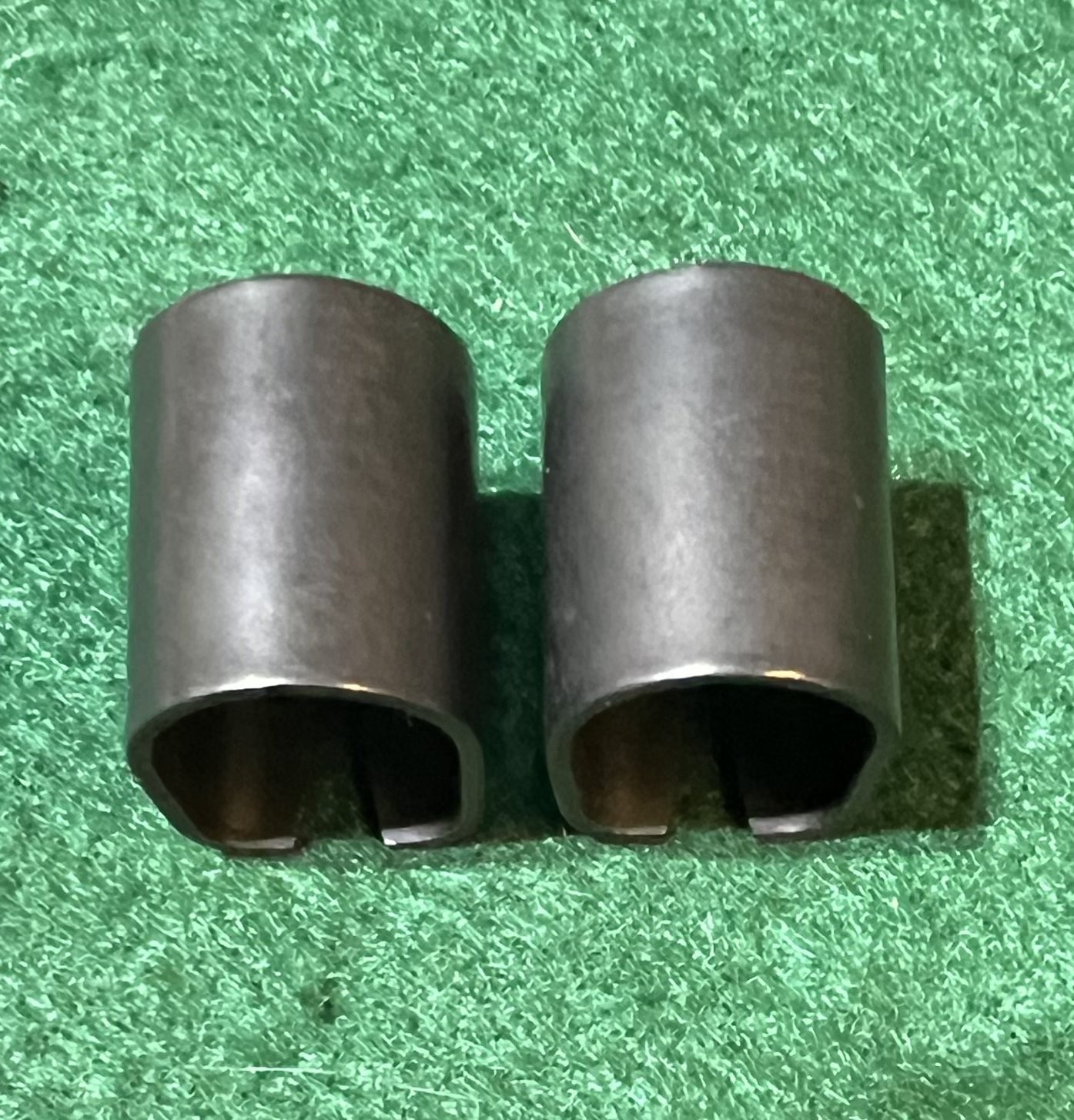 TWO MAUSER K98 98K RIFLE FRONT SIGHT HOOD, COVERS