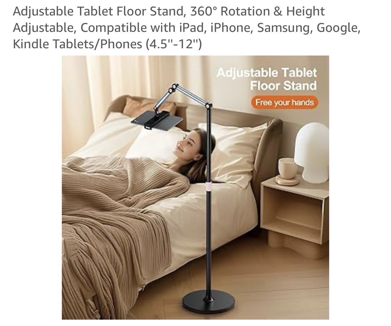 Adjustable Tablet Floor Stand 360° Rotating Height Adjustable