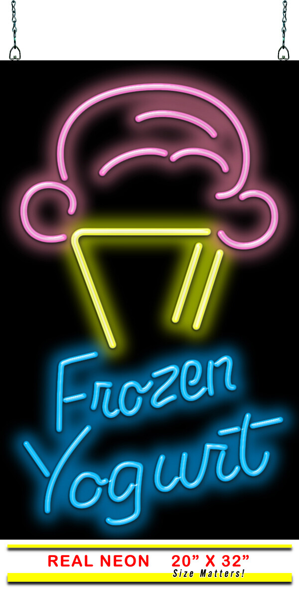Frozen Yogurt With Cone Neon Sign | Jantec | 20" x 32" | Waffle Cone Shakes