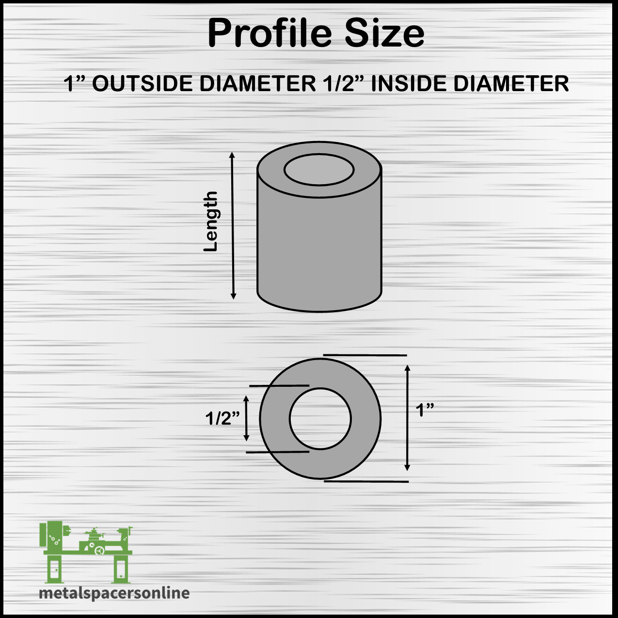 New Aluminum Spacer Bushing 1" OD x 1/2" ID--Fits M12 or 1/2" Bolts