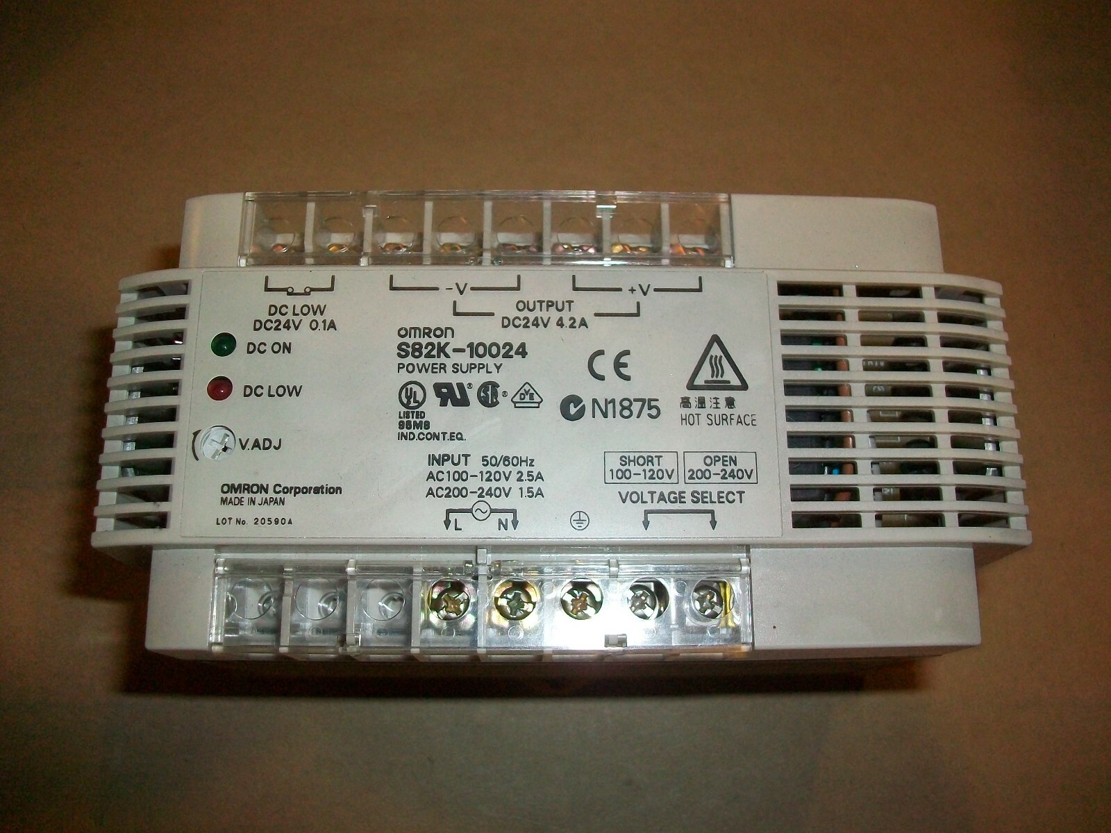 Omron 24vdc Power Supply S82K-10024  120-240 Input   24vdc @ 4.2 Output