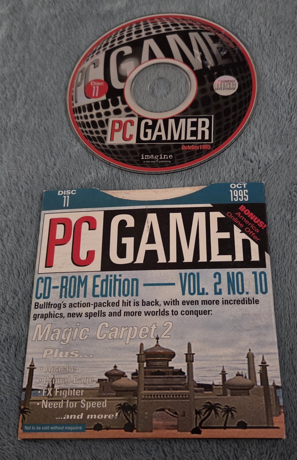 PC Gamer Magazine CD-Rom Disc 11 Oct 1995 Game Demos Magic Carpet 2, FX Fighter