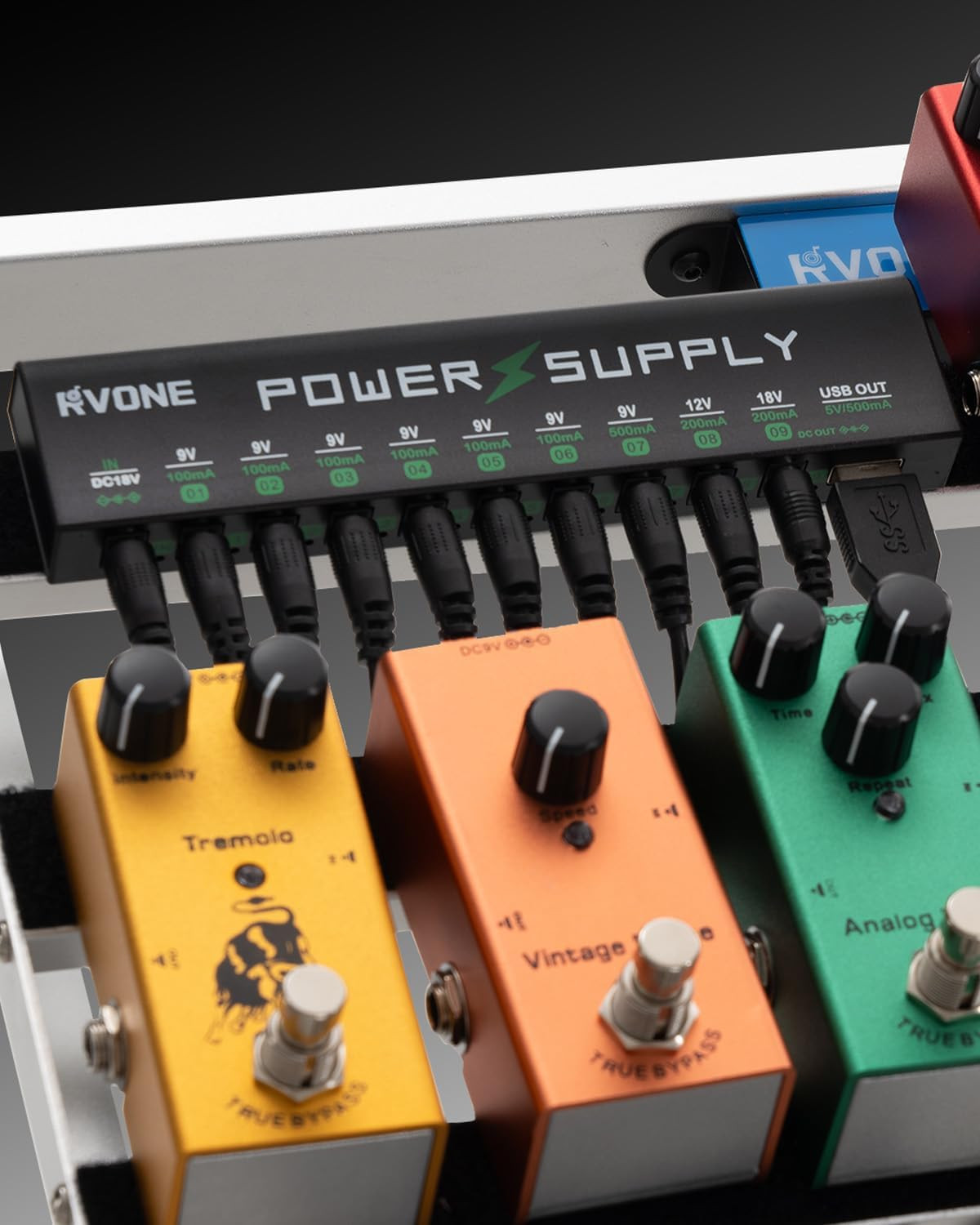 Guitar Pedal Power Supply, 10 Isolated DC Outputs for 9V/12V/18V Effects