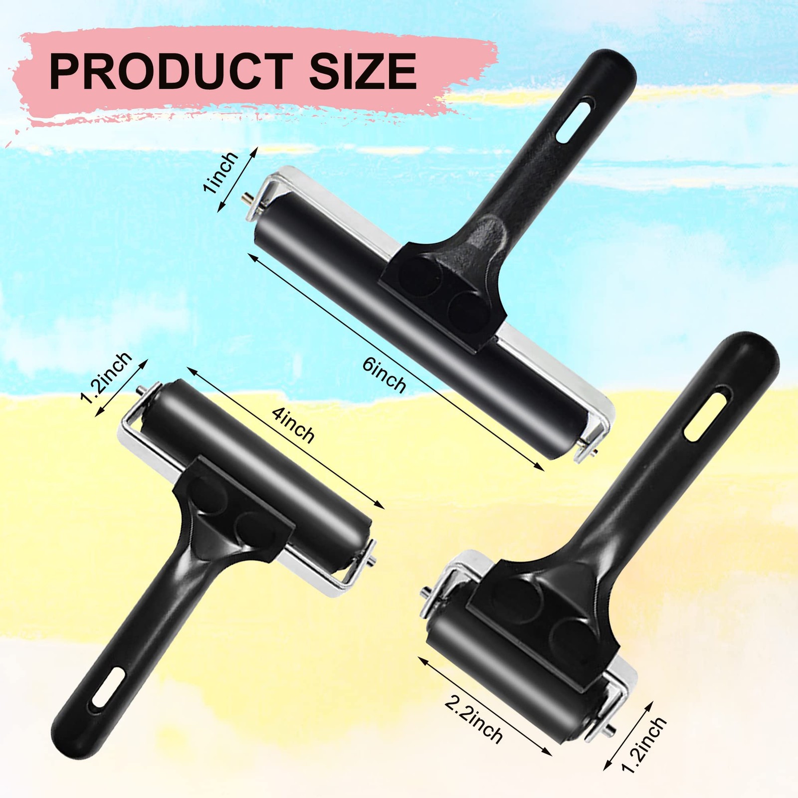 2 Pcs Hard Rubber Brayer Rollers for Printmaking Ink Printing Stamping
