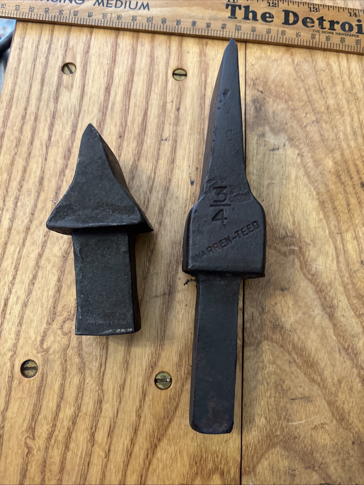 Vintage Blacksmith Hardy Tools For Anvil Warren-Teed 3/4 And 1” Anvil Fittings