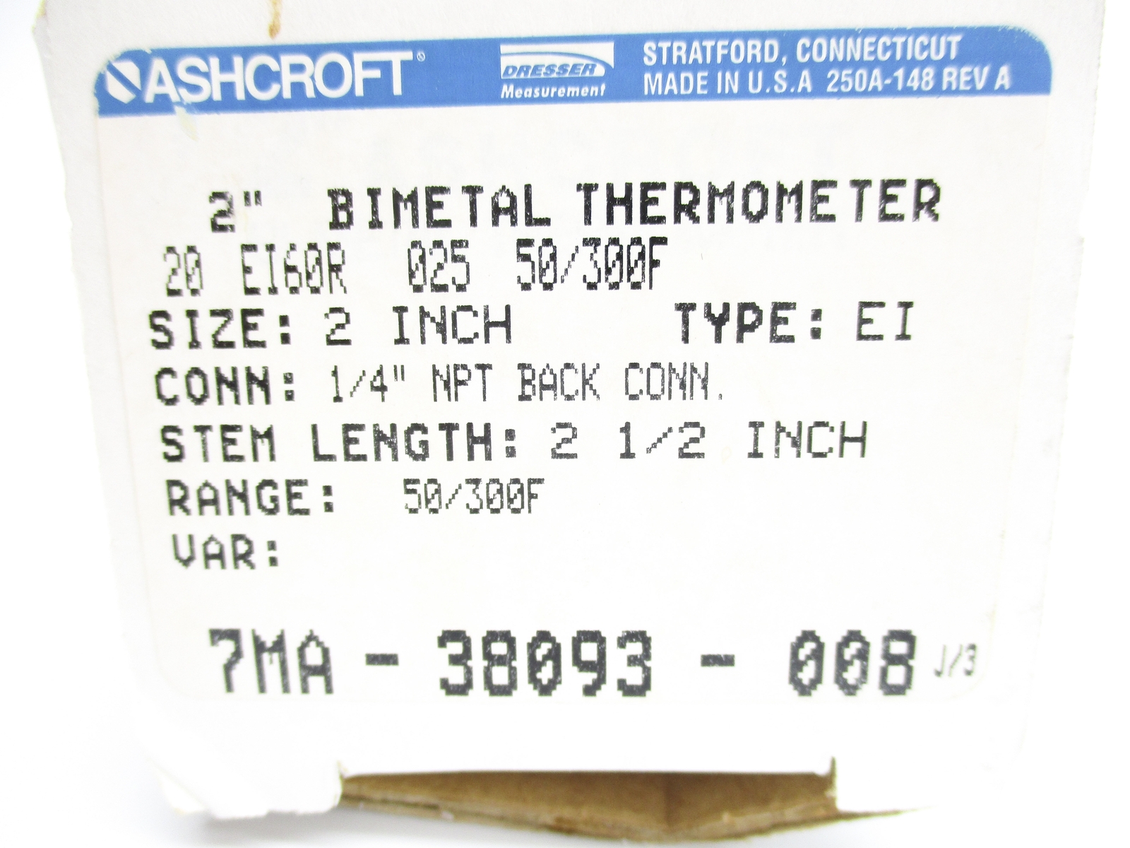 ASHCROFT 20EI60R02550/300F NSMP