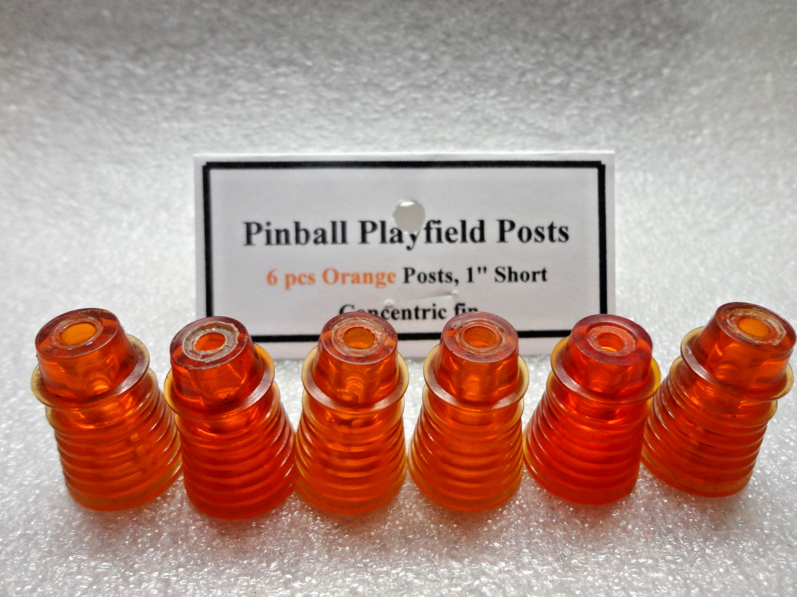 Pinball Playfield Plastic Posts, Orange 1" Tall, Concentric Fin Style, 6 pcs