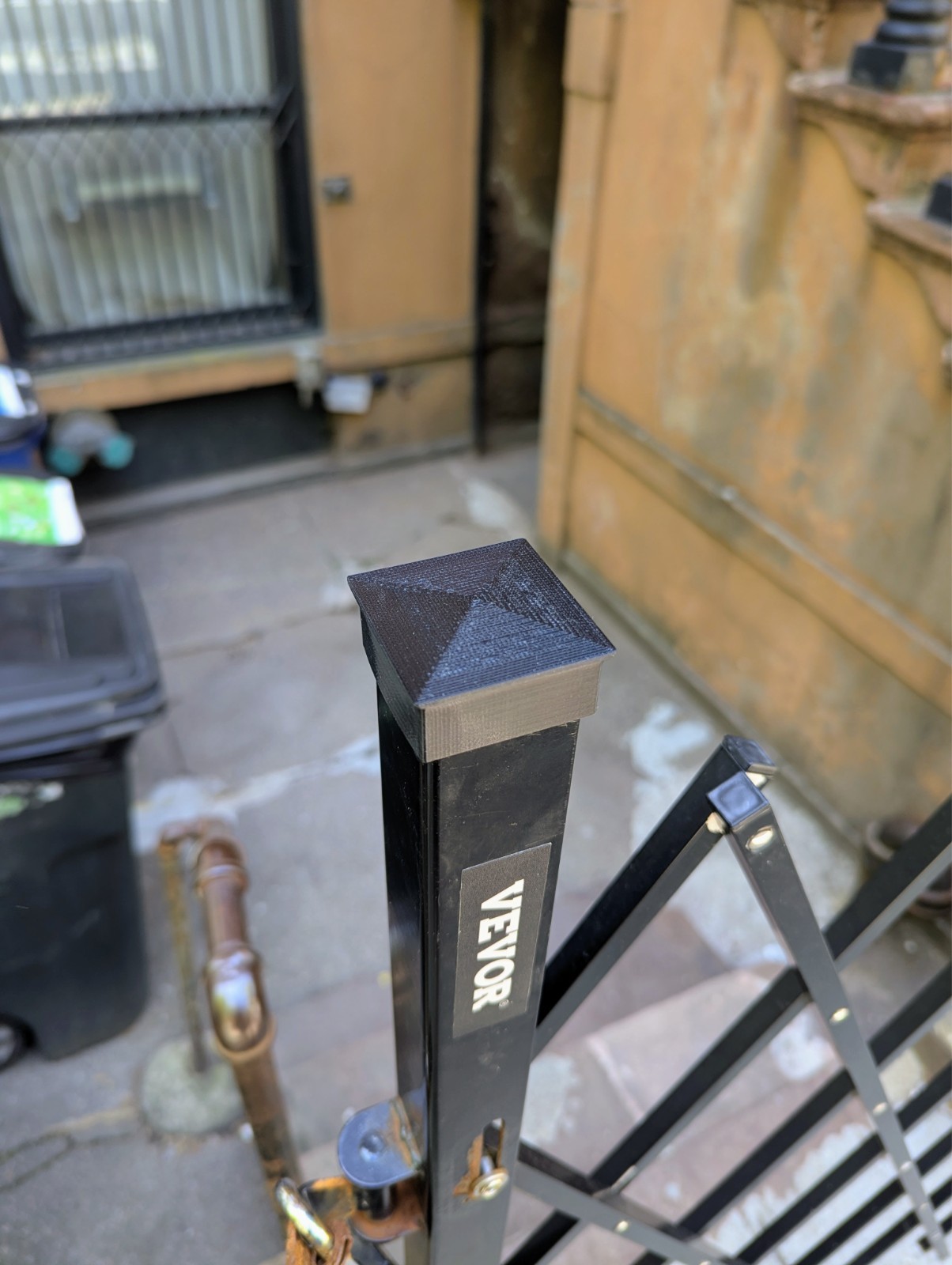 Newel Post Cap Finial for Vevor Gates, Classic Flat Pyramid, 2pack, Glossy Black
