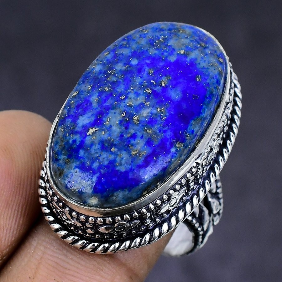 Lapis Lazuli Gemstone handmade 925 Sterling Silver gift Jewelry Ring Size 8 I824