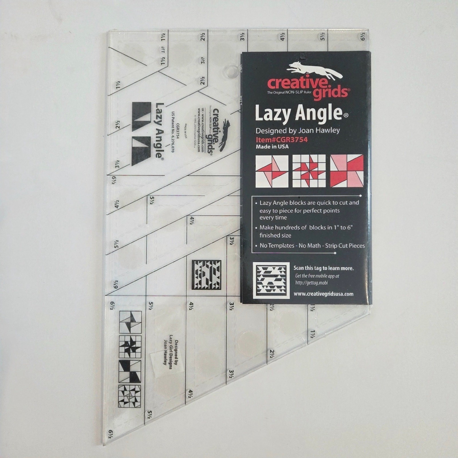 Creative Grids Lazy Angle Ruler Lazy Girl Designs Joan Hawley Quilting NEW