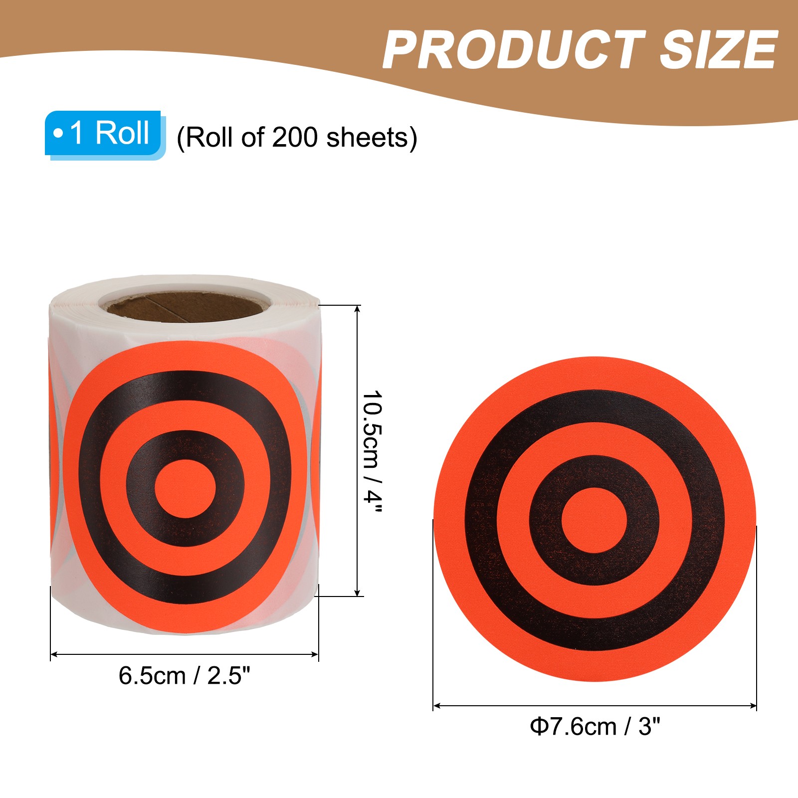 1 Roll Circle Splatter Target Stickers 3", Orange/Black Style 2