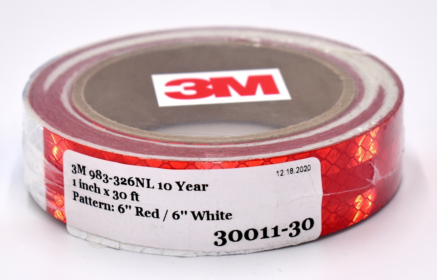 3M 30011-30 983-326NL Diamond Grade 1" x 30' Red and White Reflectve Tape