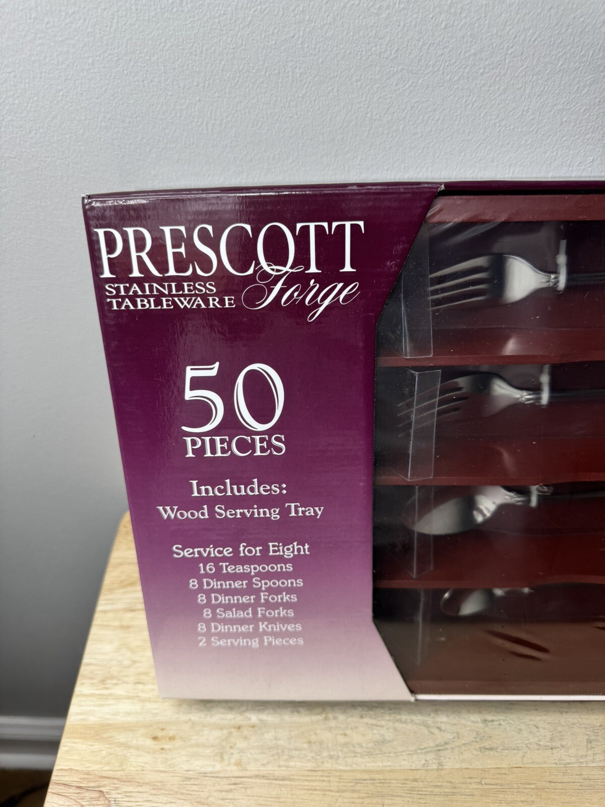 Prescott Forge 50 Piece Flatware Set Hostess Set Stainless Service For 8