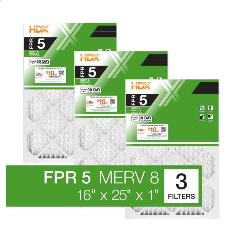 3-Pack Standard Pleated Air Filter 16x25x1, Air Filters Replacement FPR 5 MERV 8